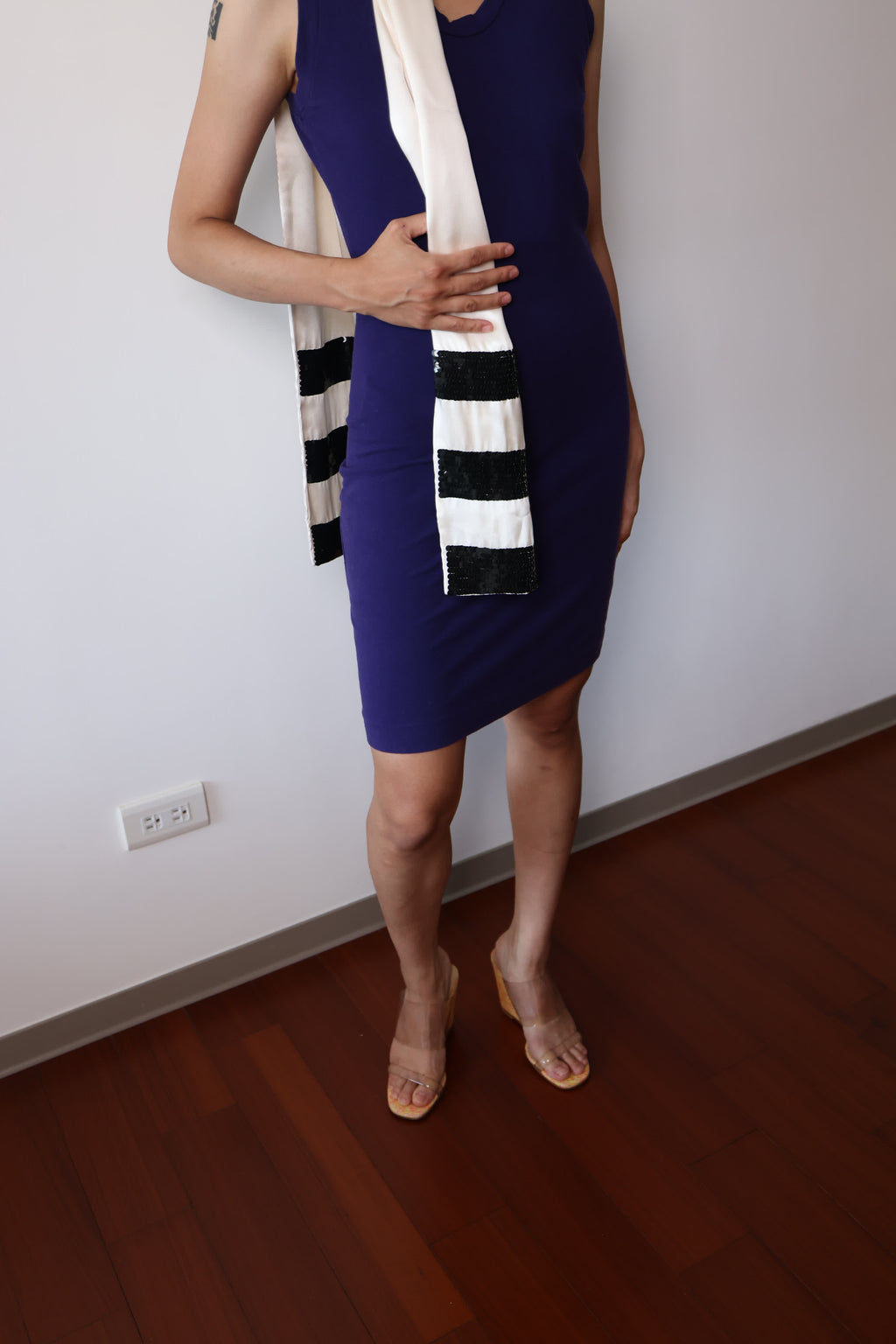 Romeo Gigli Purple Stretch Bodycon Dress