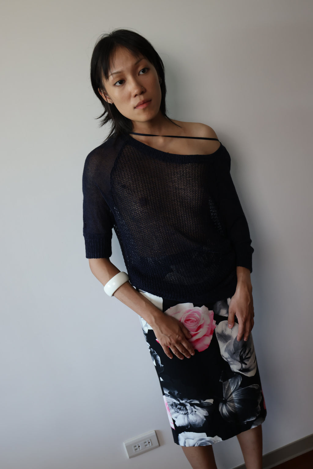 Agnes b. Rose Floral Print Pencil Skirt