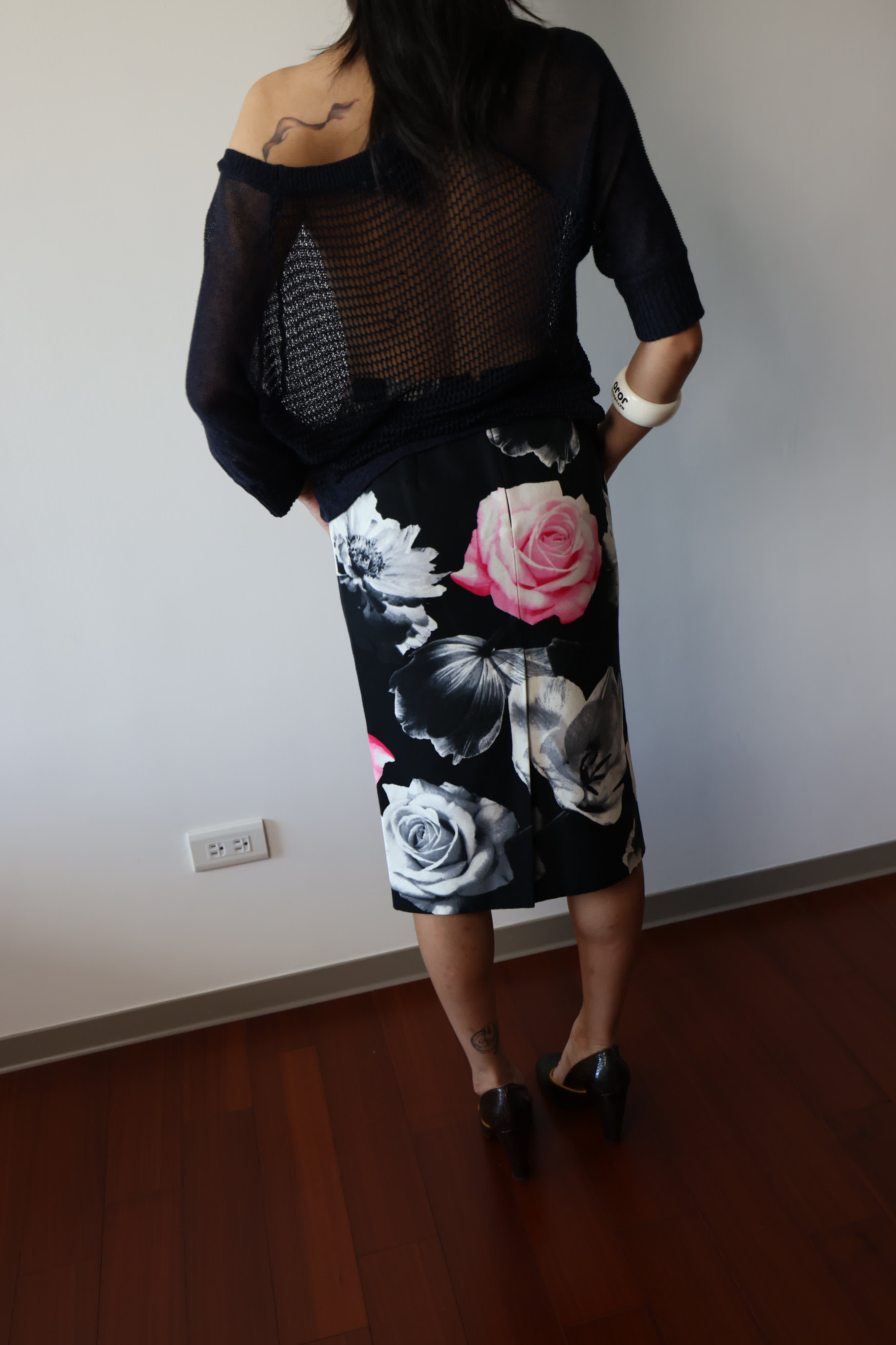Agnes b. Rose Floral Print Pencil Skirt