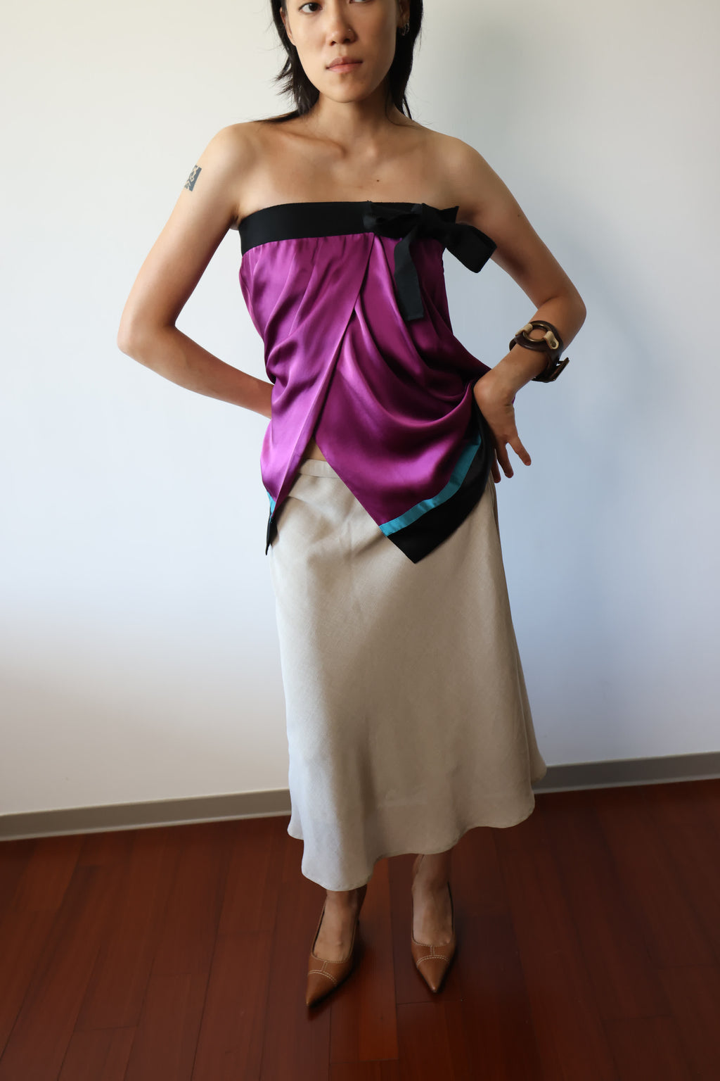 Philosophy di Alberta Ferretti Purple Silk Skirt