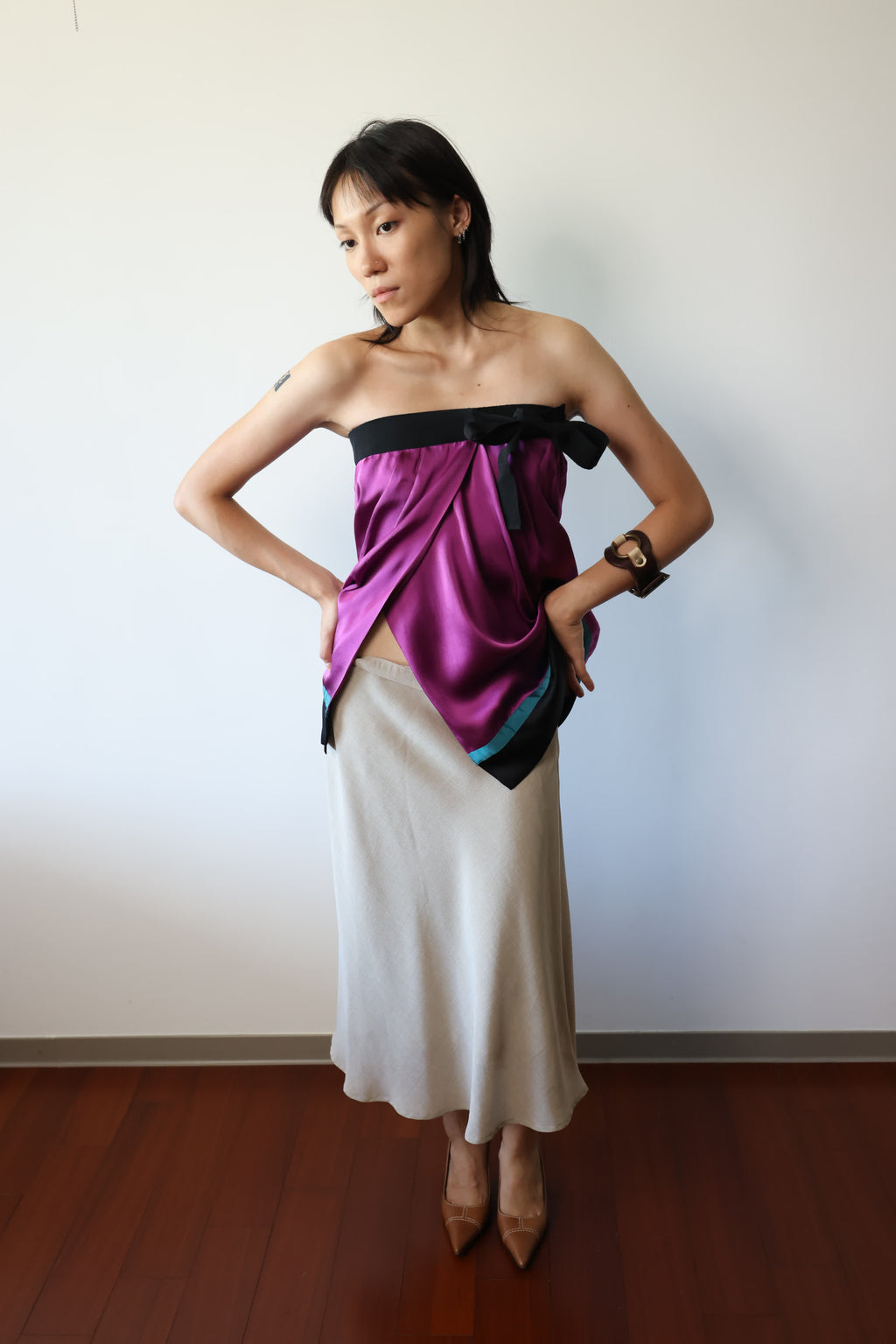 Philosophy di Alberta Ferretti Purple Silk Skirt
