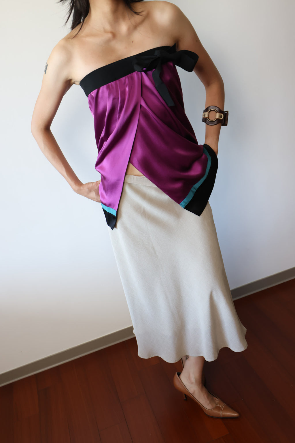 Philosophy di Alberta Ferretti Purple Silk Skirt