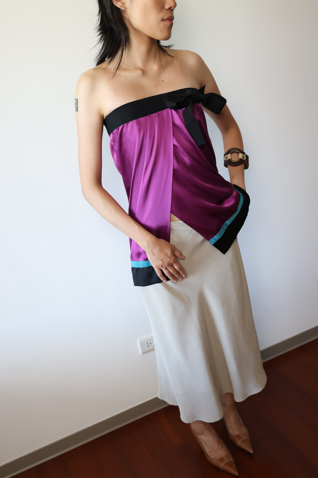 Philosophy di Alberta Ferretti Purple Silk Skirt