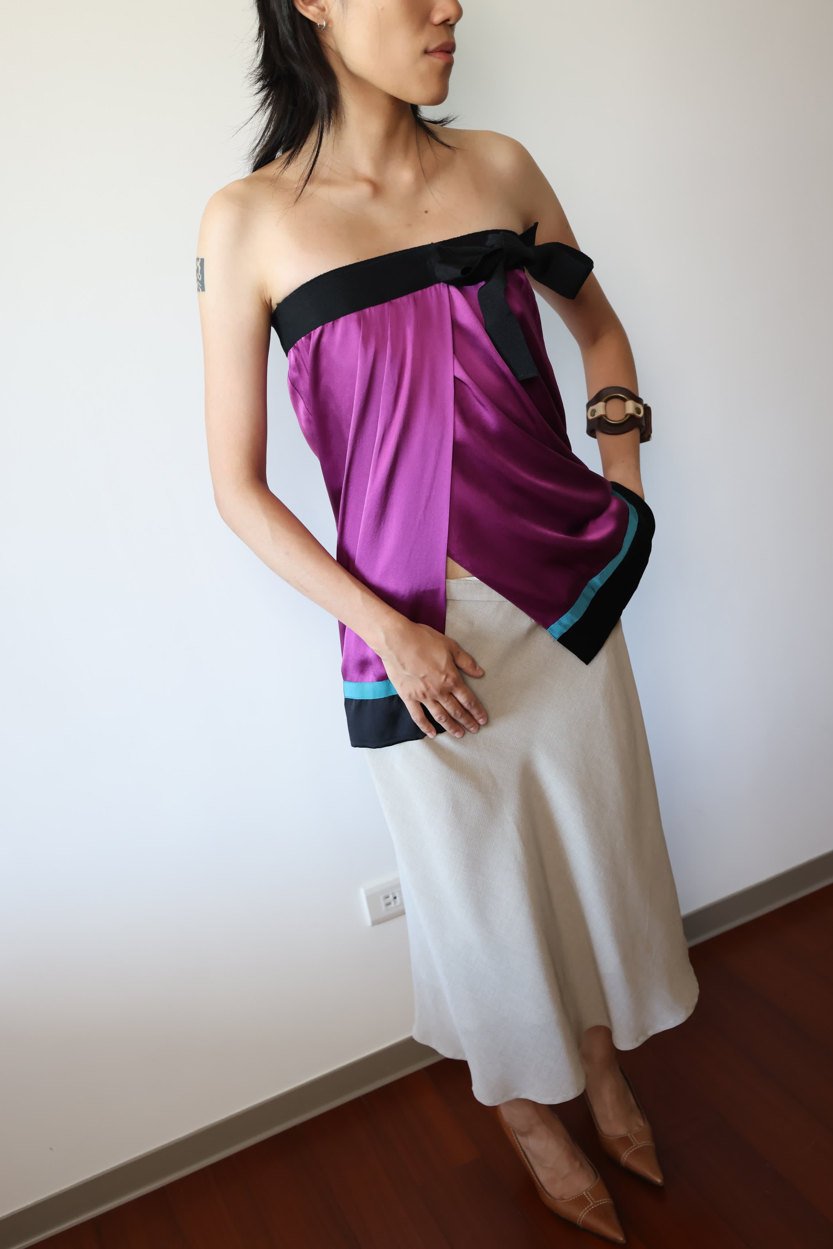 Philosophy di Alberta Ferretti Purple Silk Skirt