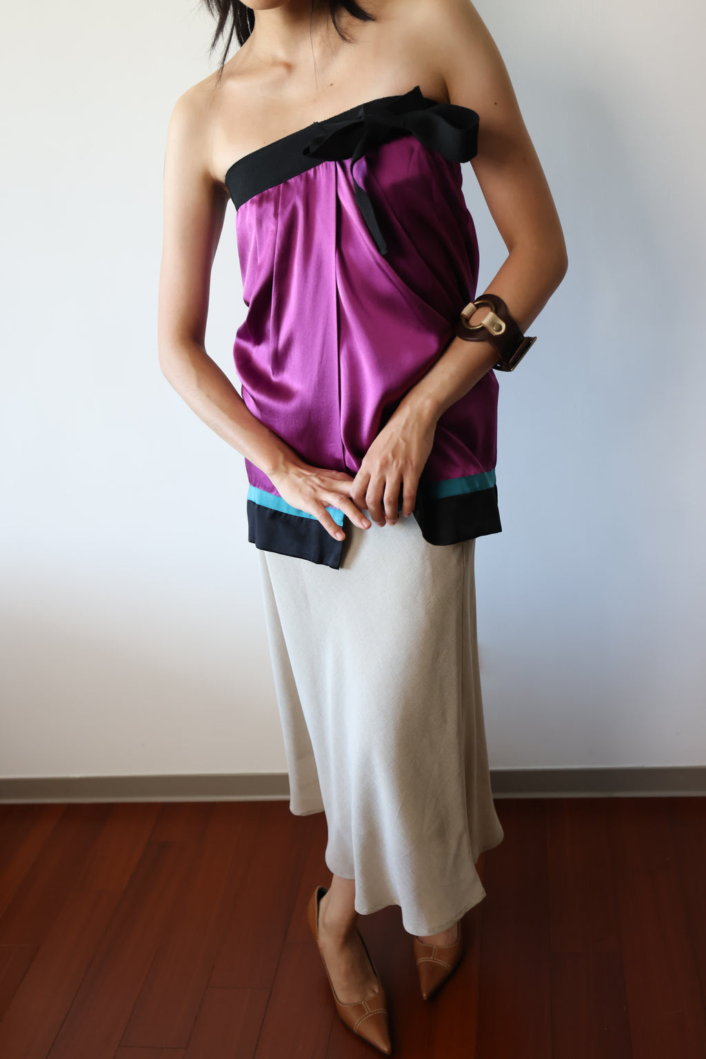 Philosophy di Alberta Ferretti Purple Silk Skirt
