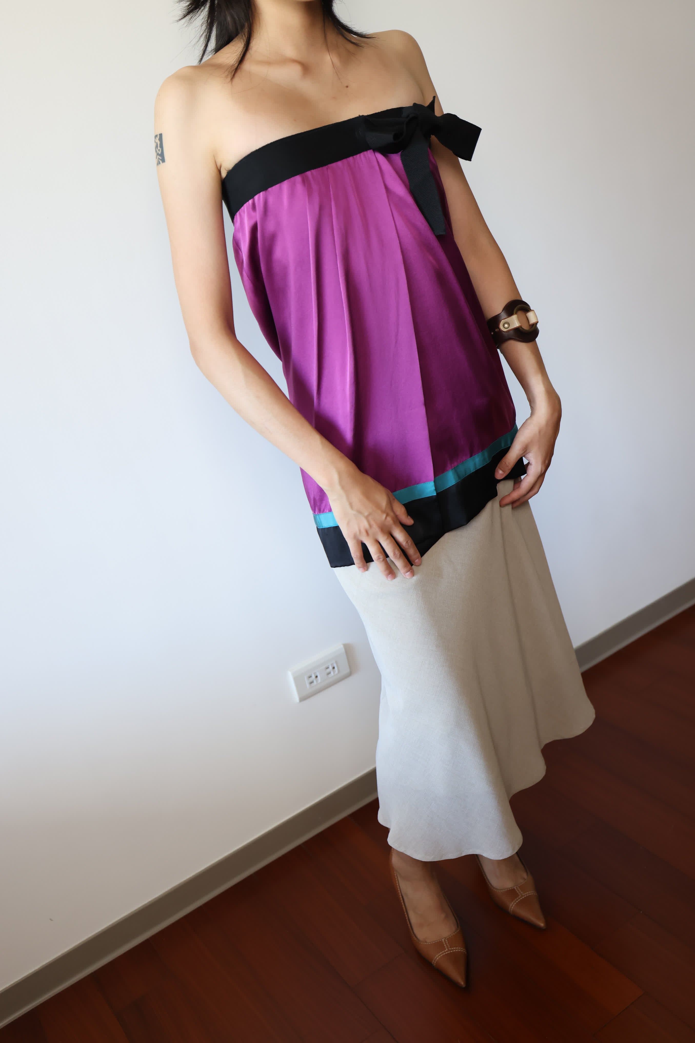 Philosophy di Alberta Ferretti Purple Silk Skirt