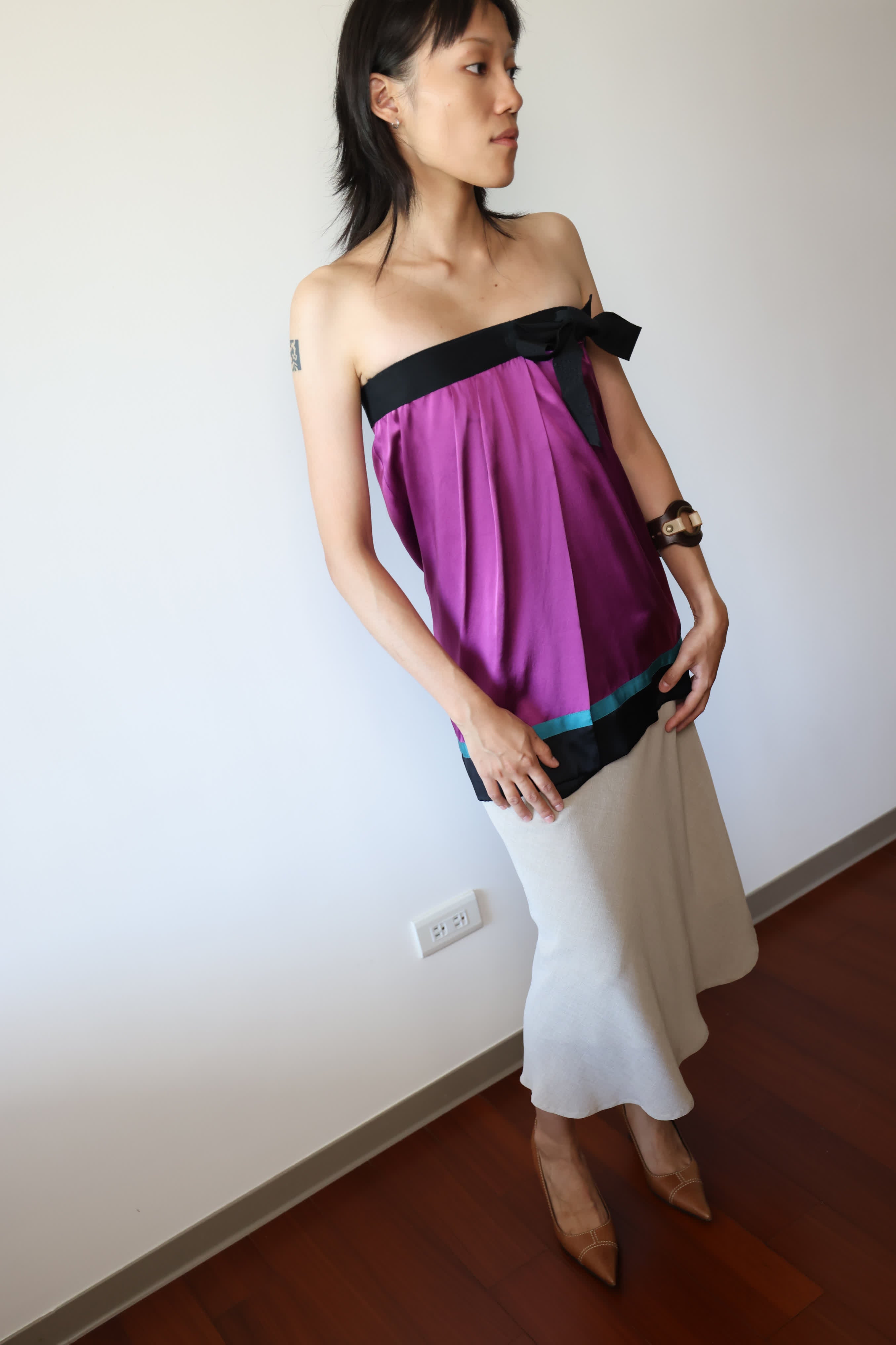 Philosophy di Alberta Ferretti Purple Silk Skirt