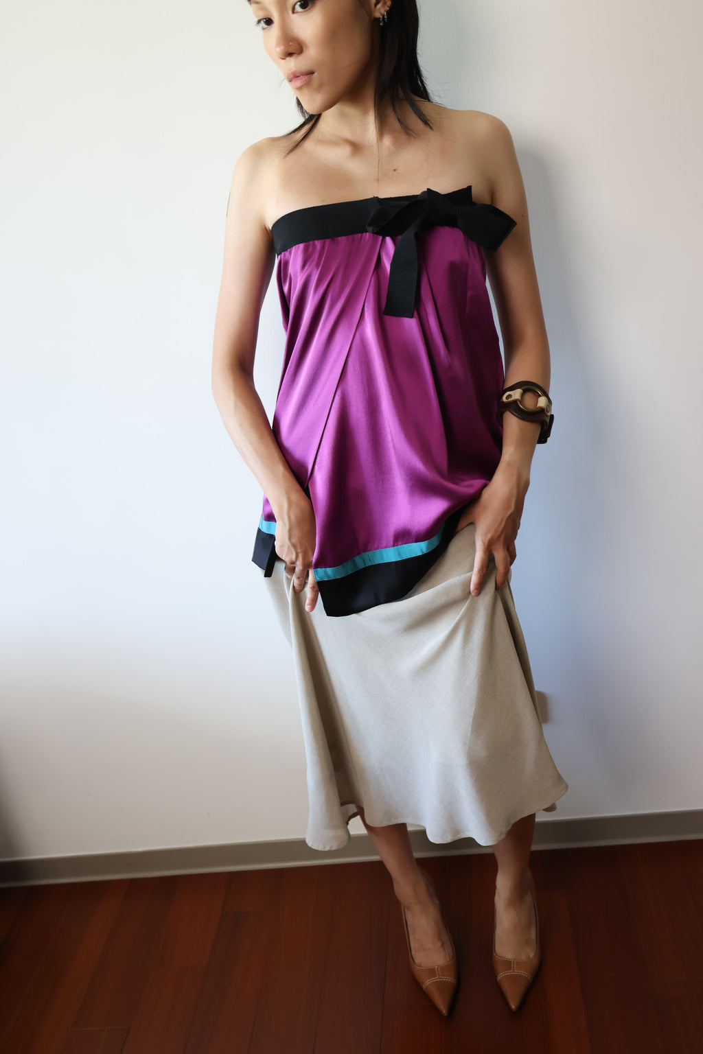 Philosophy di Alberta Ferretti Purple Silk Skirt