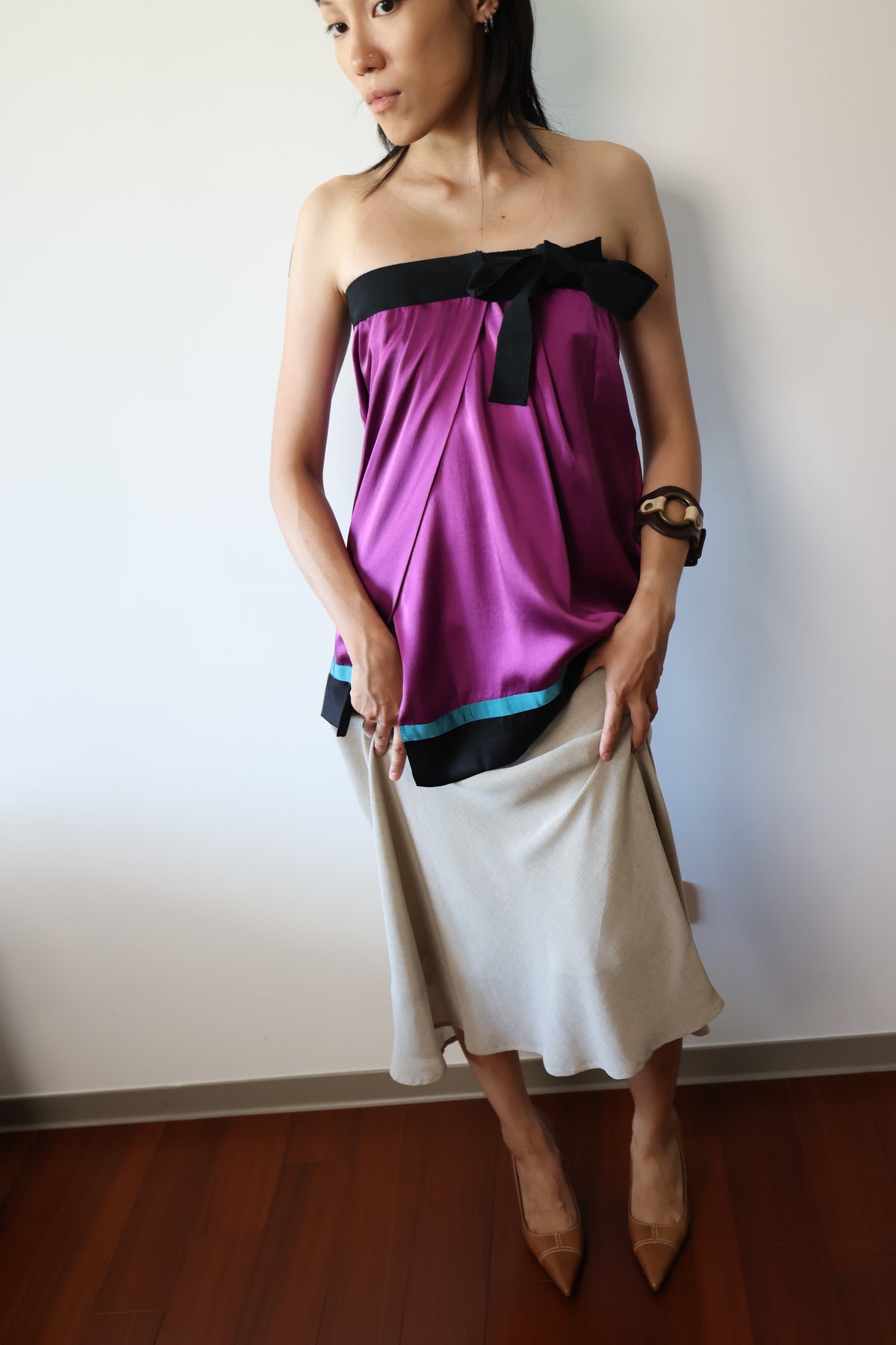 Philosophy di Alberta Ferretti Purple Silk Skirt