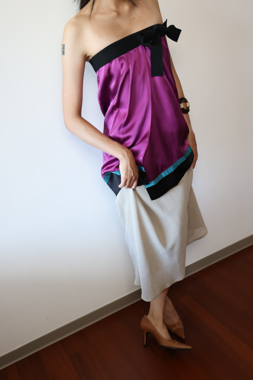 Philosophy di Alberta Ferretti Purple Silk Skirt