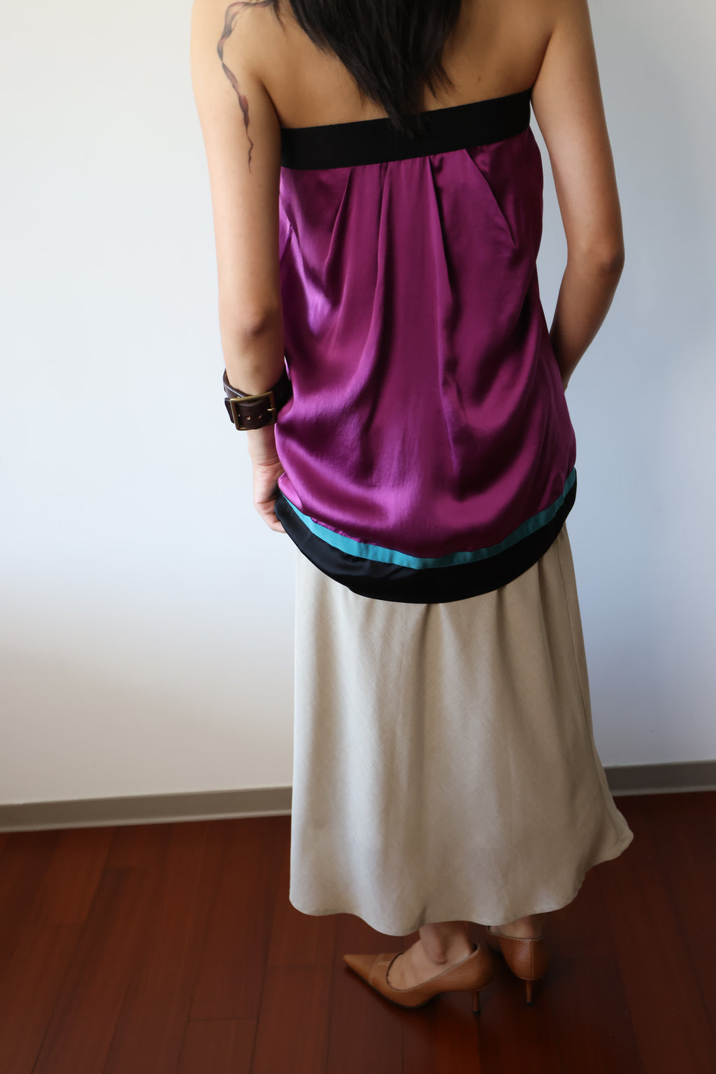 Philosophy di Alberta Ferretti Purple Silk Skirt