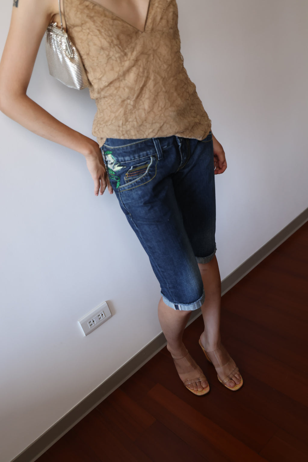 Miss Sixty Fitted Capri Denim Shorts