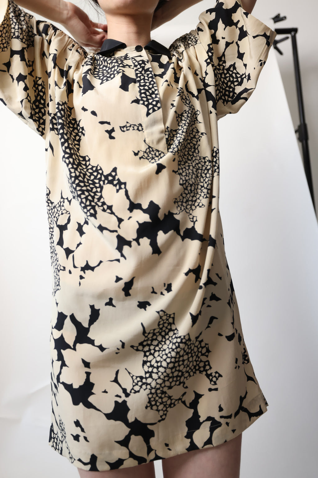 Genny Floral Shoulderpad Dress