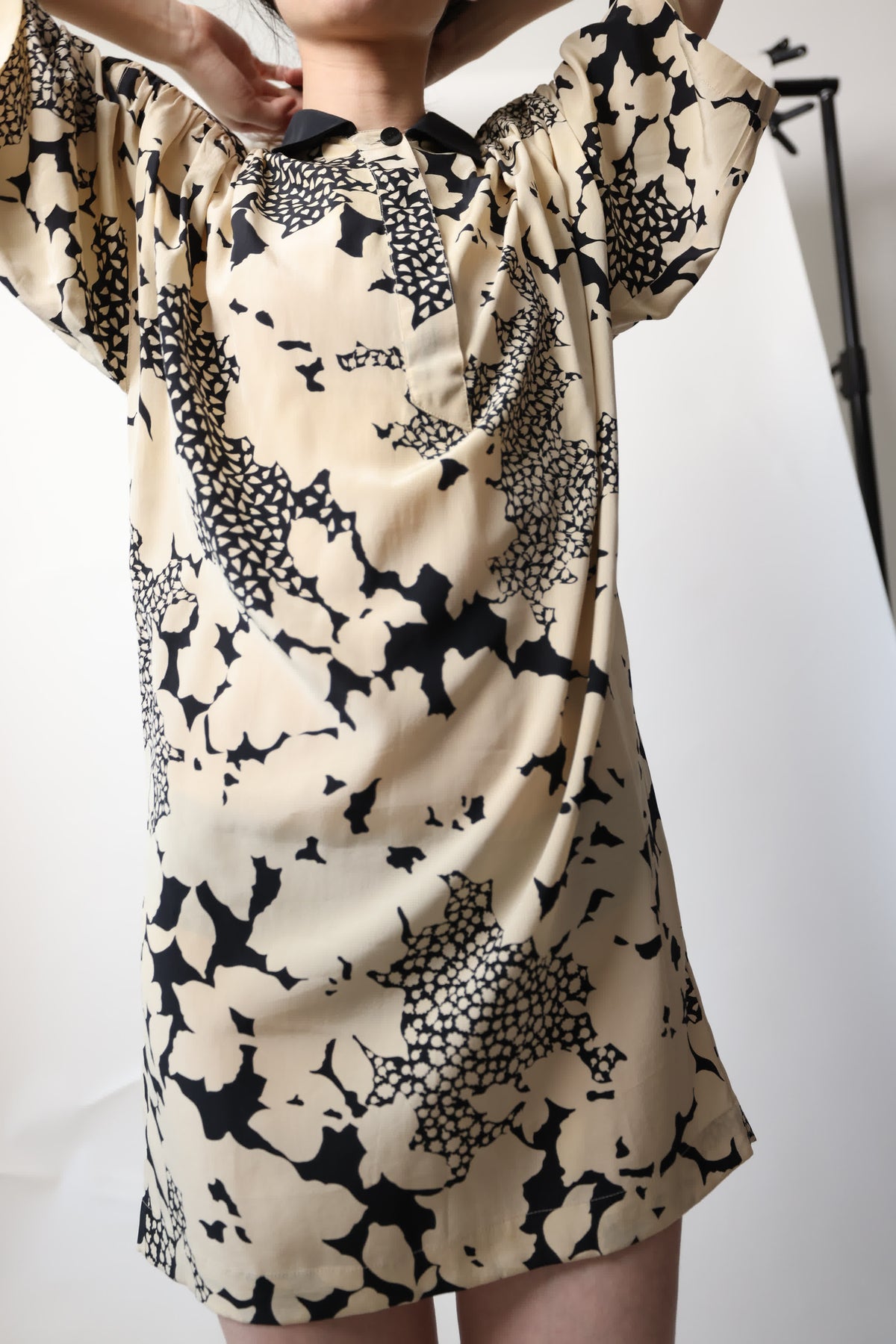 Genny Floral Shoulderpad Dress