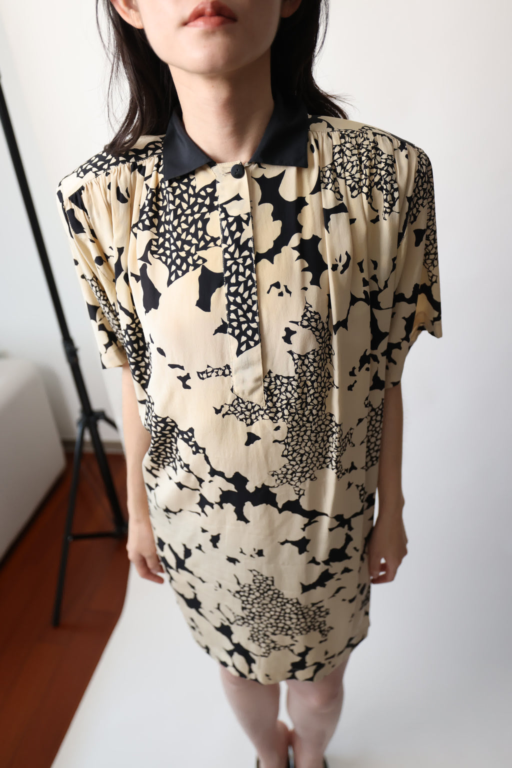 Genny Floral Shoulderpad Dress