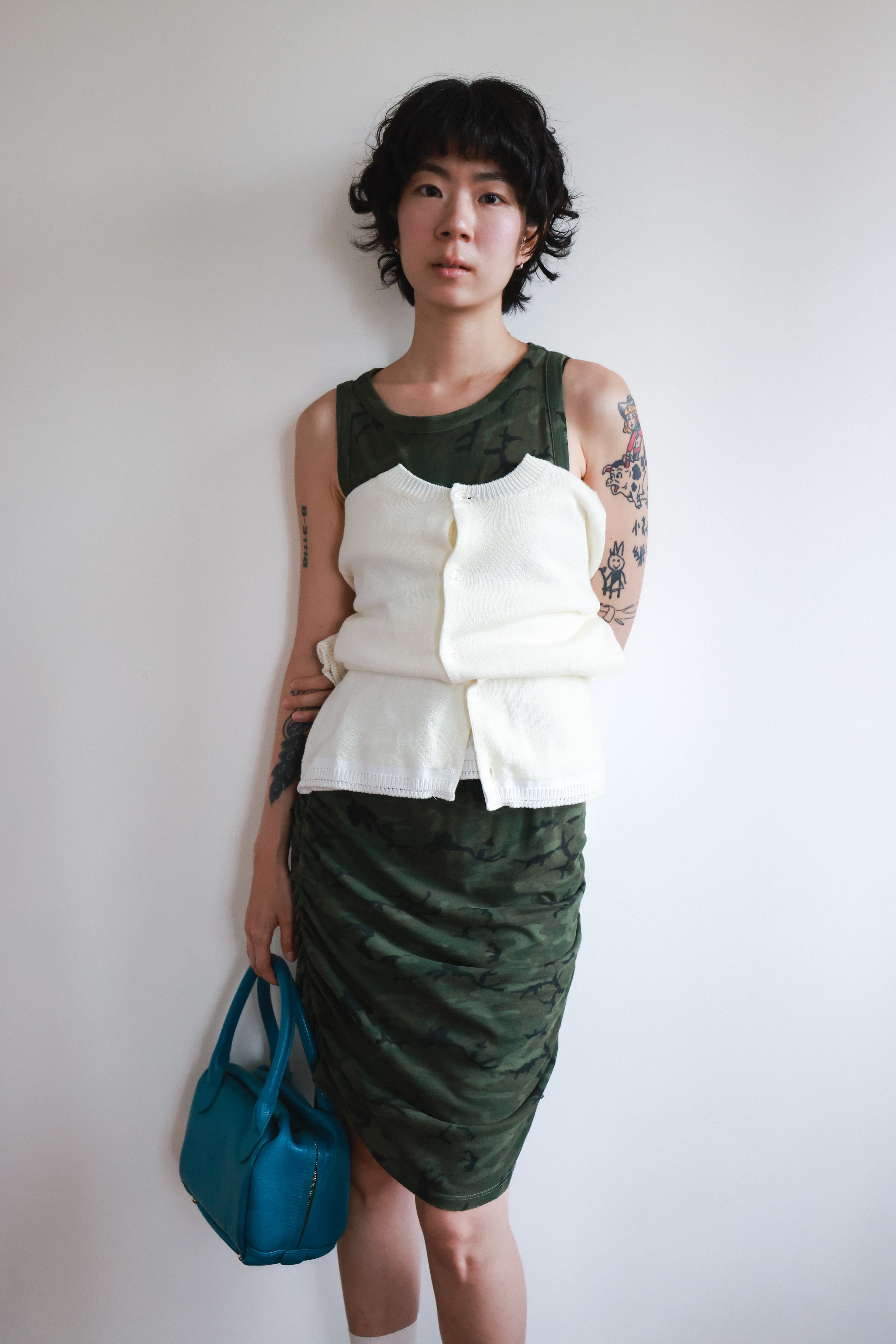 n: PHILANTHROPY Camouflage Ruched Sleeveless Dress