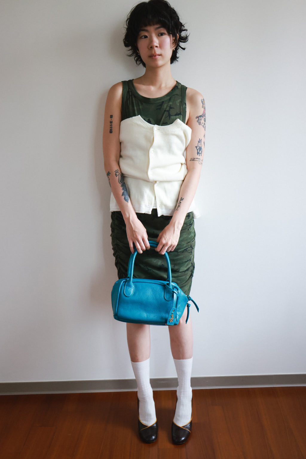 Romeo Gigli Teal Blue Leather Handbag