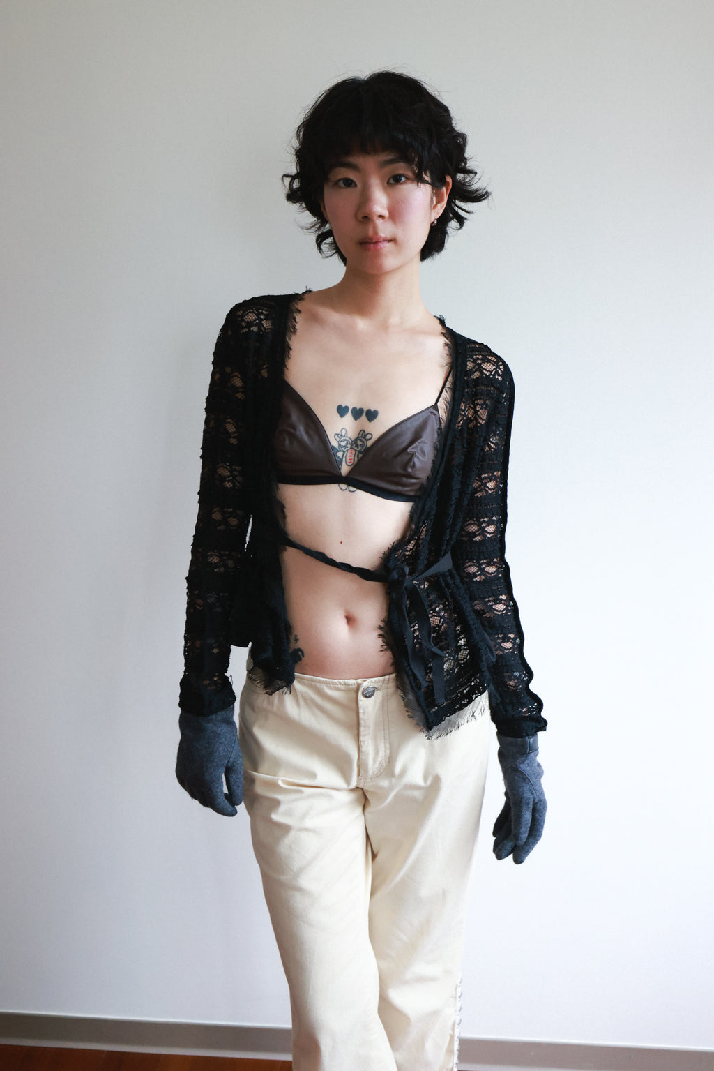 Marc Jacobs Black Lace Cropped Overlay Top