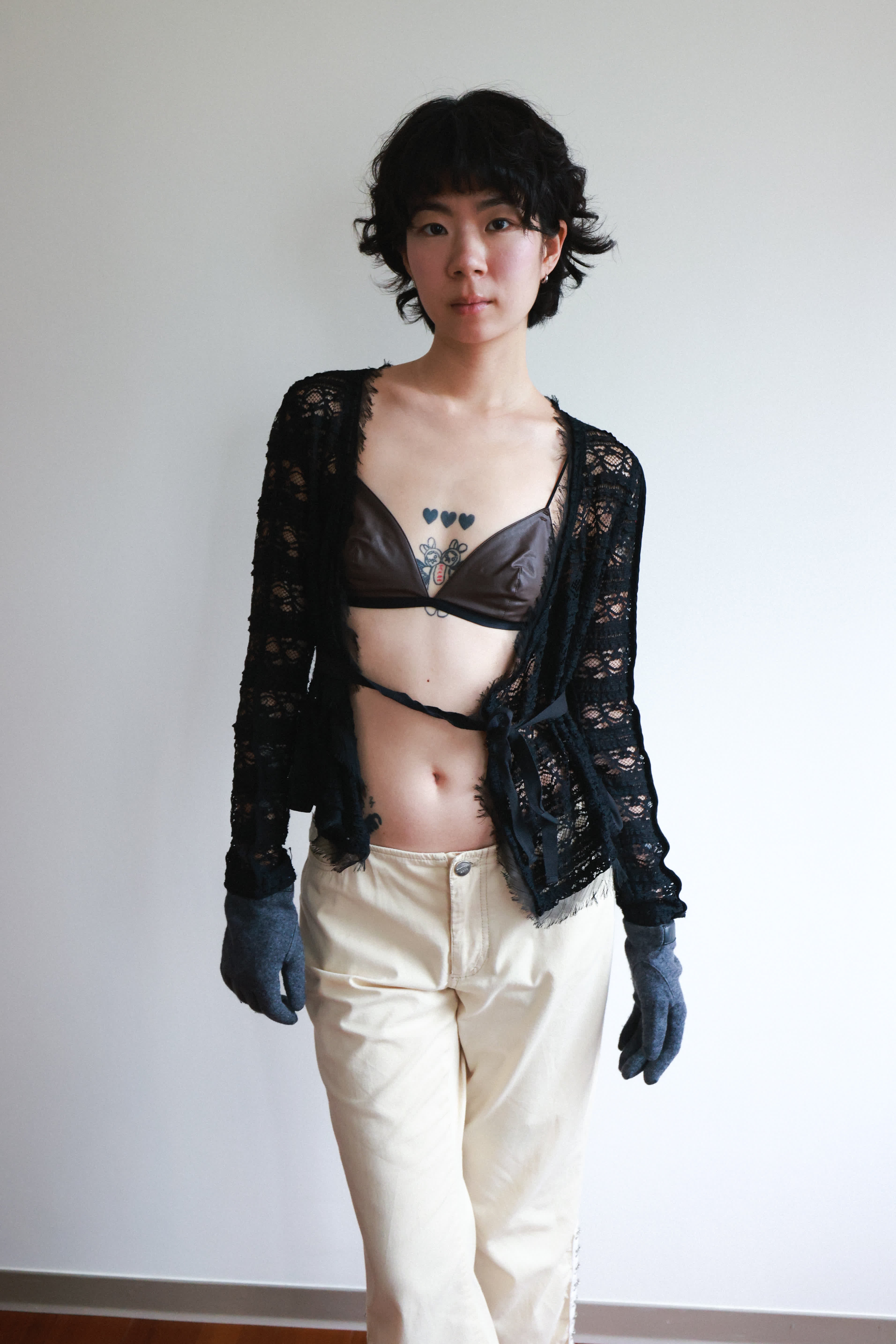 Marc Jacobs Black Lace Cropped Overlay Top