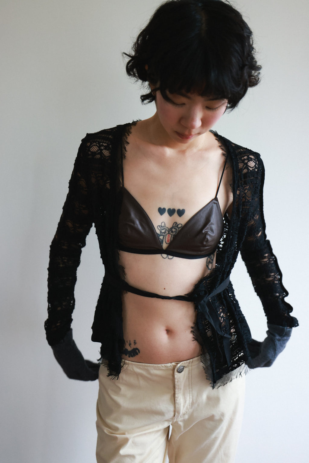 Marc Jacobs Black Lace Cropped Overlay Top