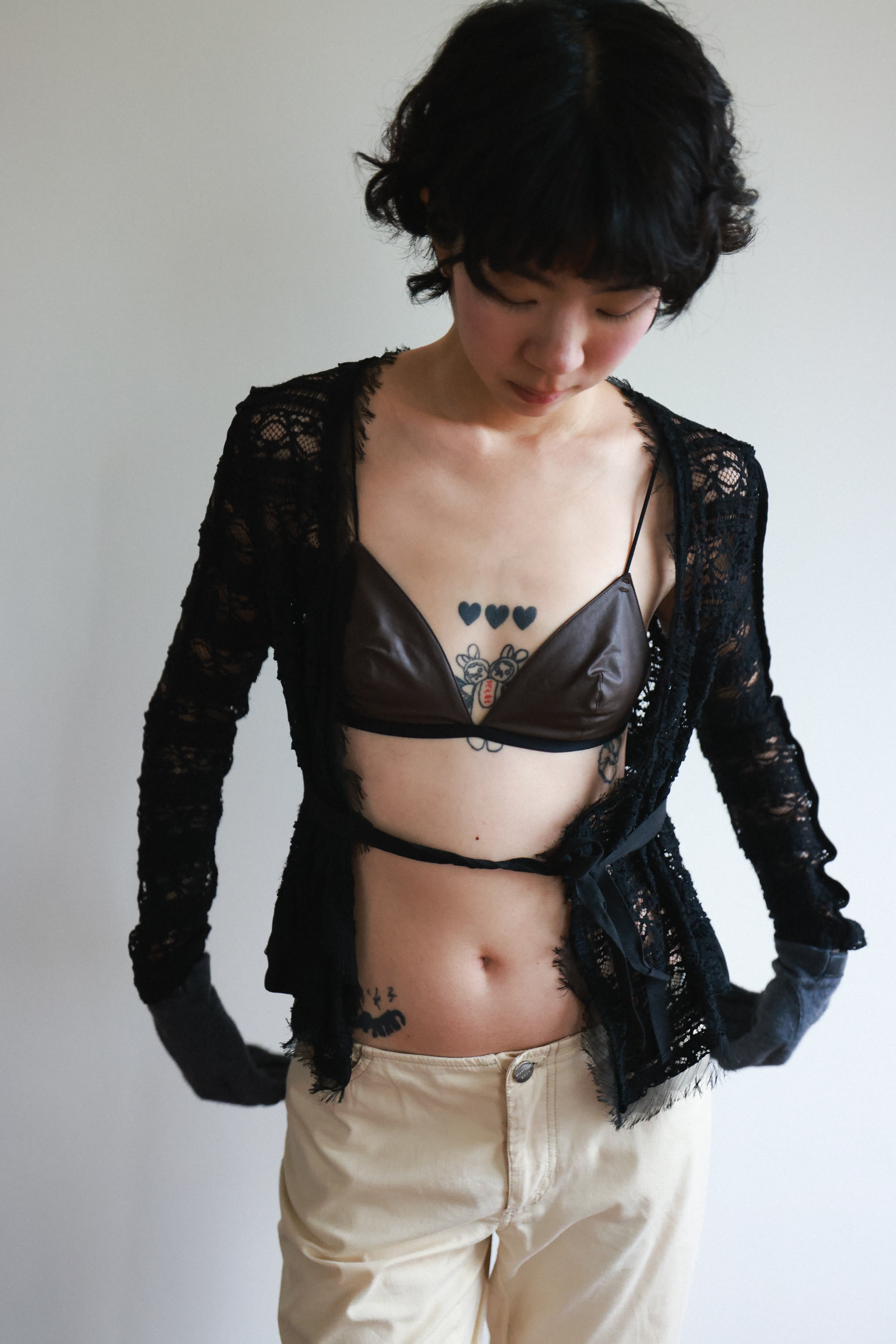 Marc Jacobs Black Lace Cropped Overlay Top