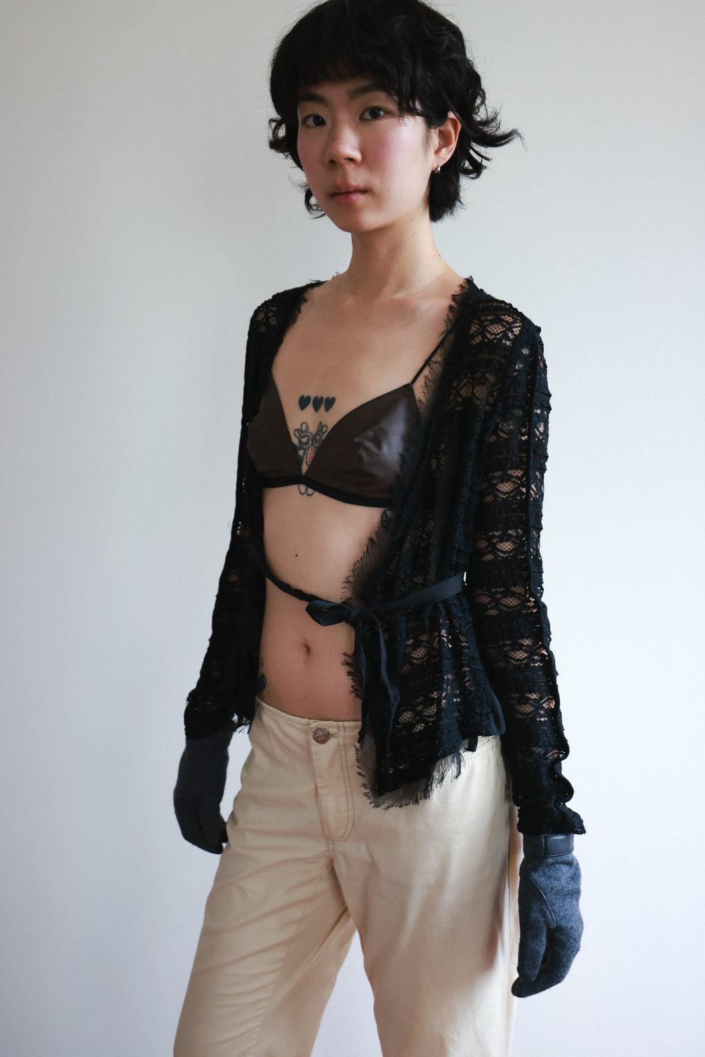 Marc Jacobs Black Lace Cropped Overlay Top