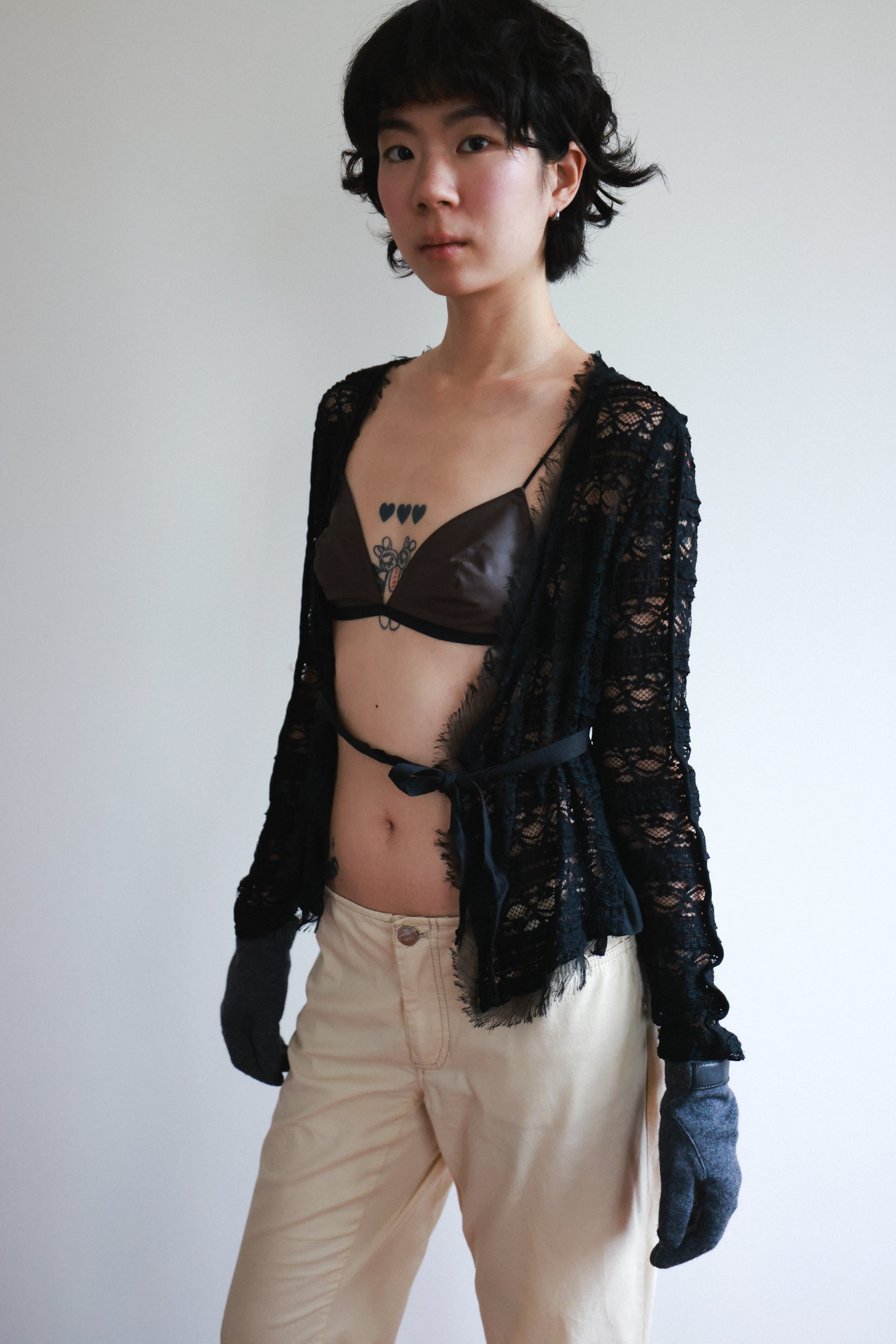 Marc Jacobs Black Lace Cropped Overlay Top