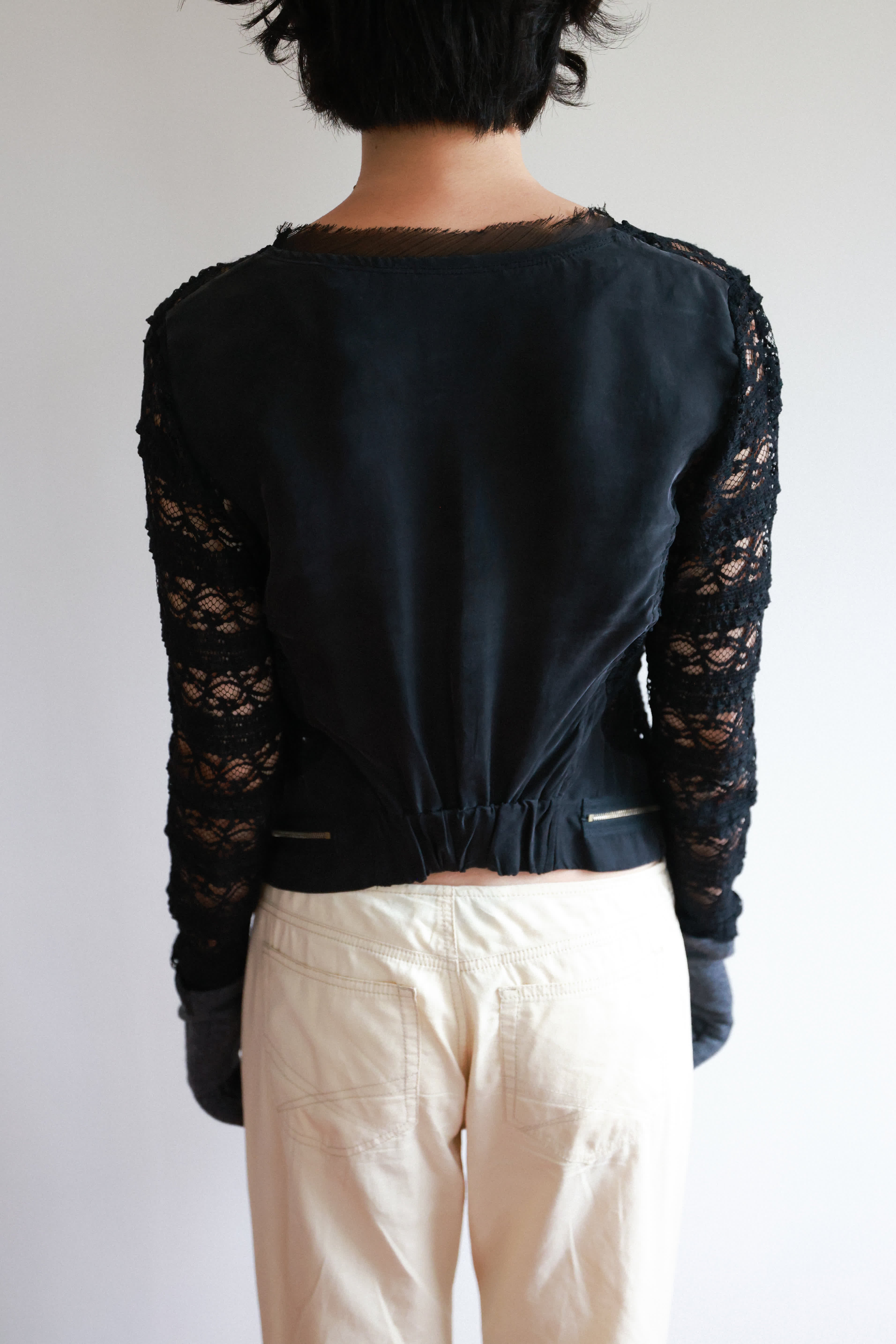 Marc Jacobs Black Lace Cropped Overlay Top