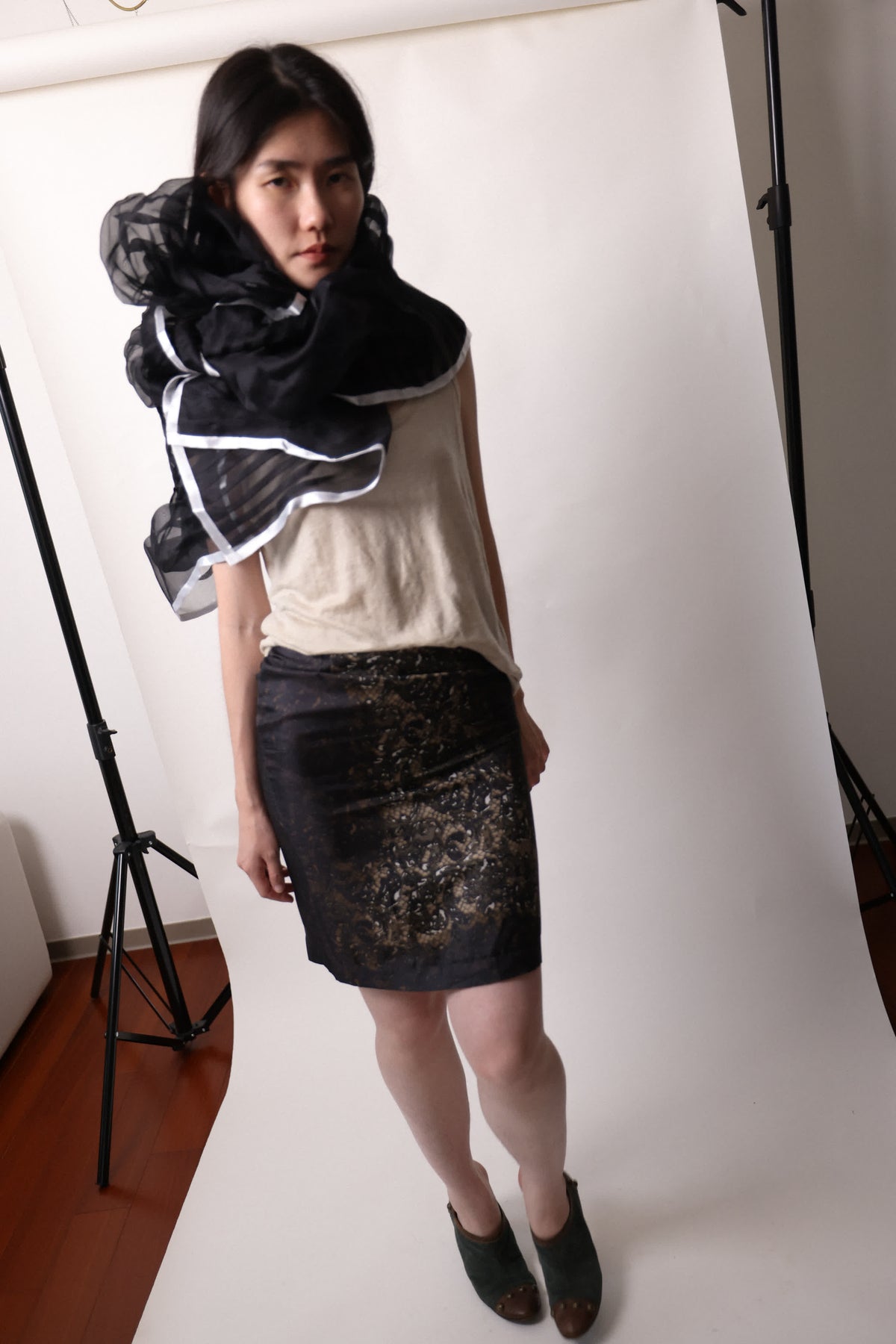 Prada 2008 FW Runway Silk Print Skirt