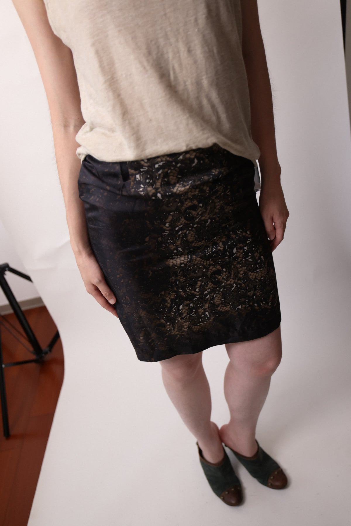 Prada 2008 FW Runway Silk Print Skirt
