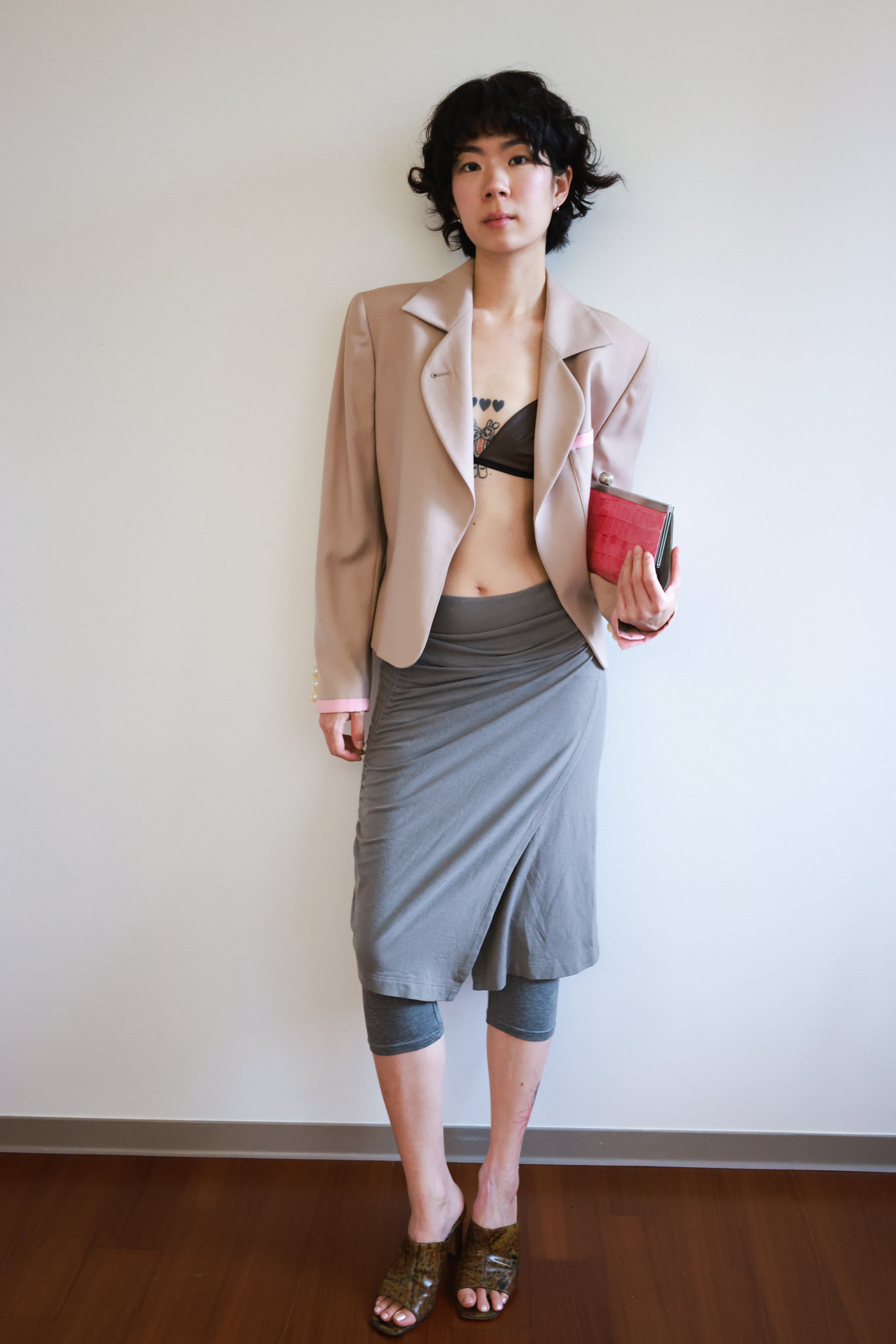 Christian Dior Muted Mauve Wool Blazer with Pearl Detail