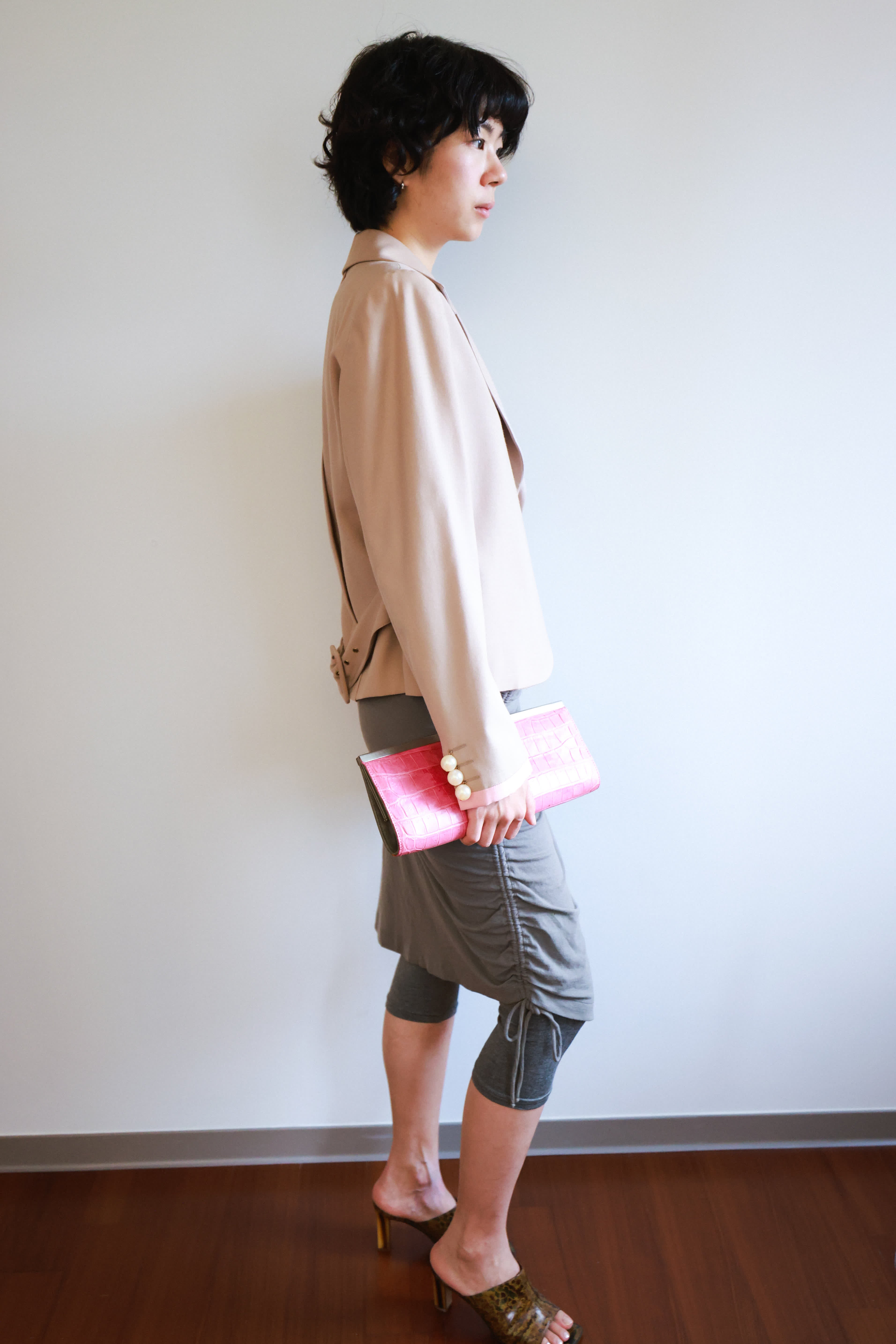 Christian Dior Muted Mauve Wool Blazer with Pearl Detail