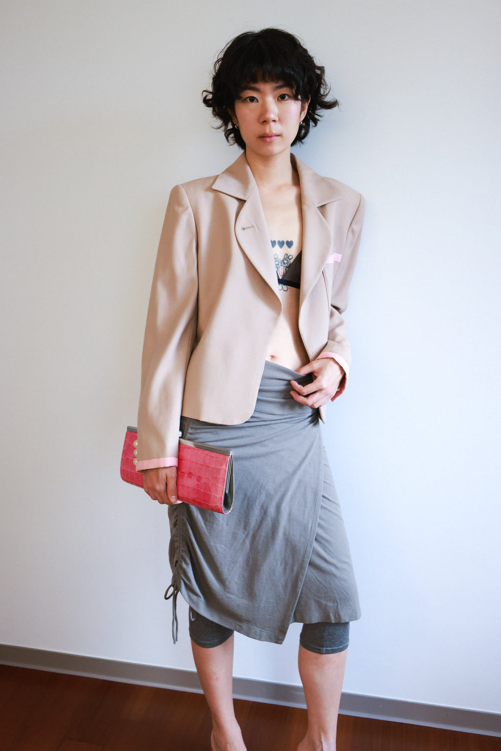 Christian Dior Muted Mauve Wool Blazer with Pearl Detail