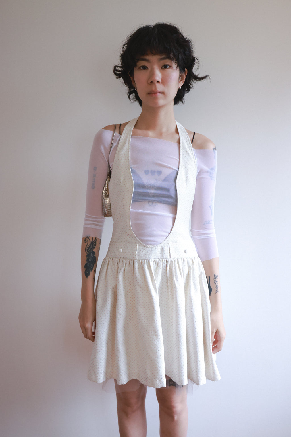 SYST Off-White Halter Neck Tulle Tulle Dress