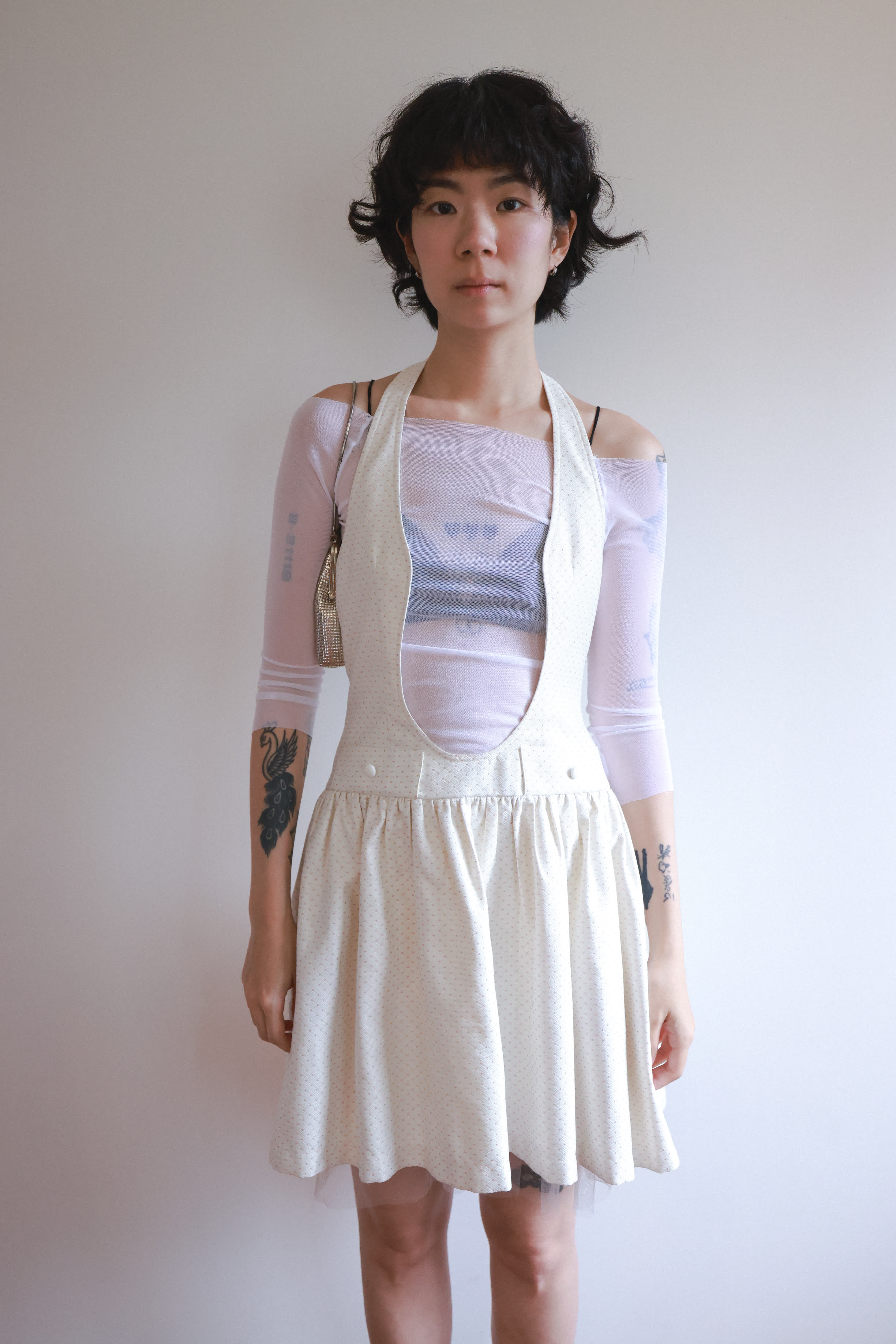 SYST Off-White Halter Neck Tulle Tulle Dress