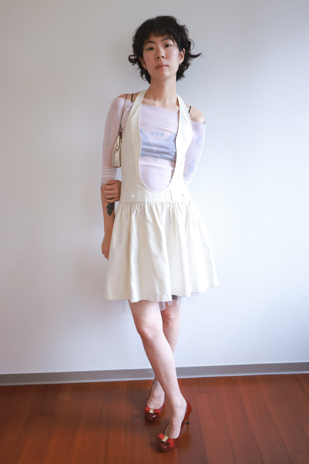SYST Off-White Halter Neck Tulle Tulle Dress