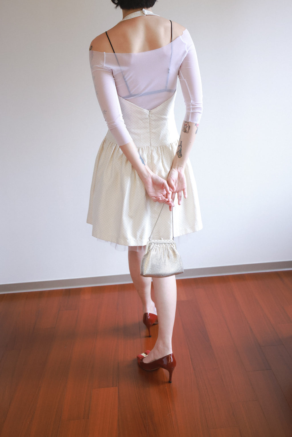 SYST Off-White Halter Neck Tulle Tulle Dress