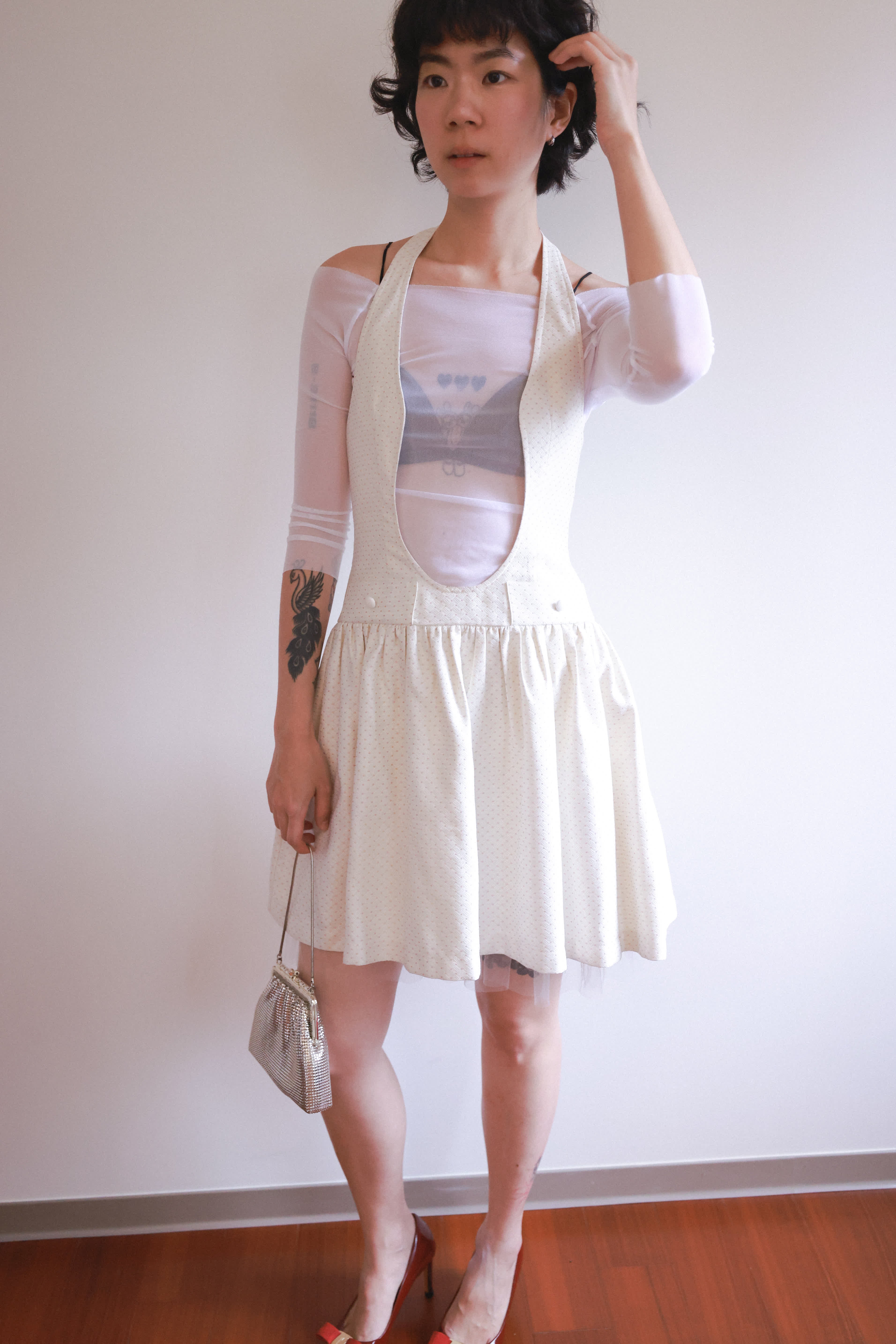 SYST Off-White Halter Neck Tulle Tulle Dress