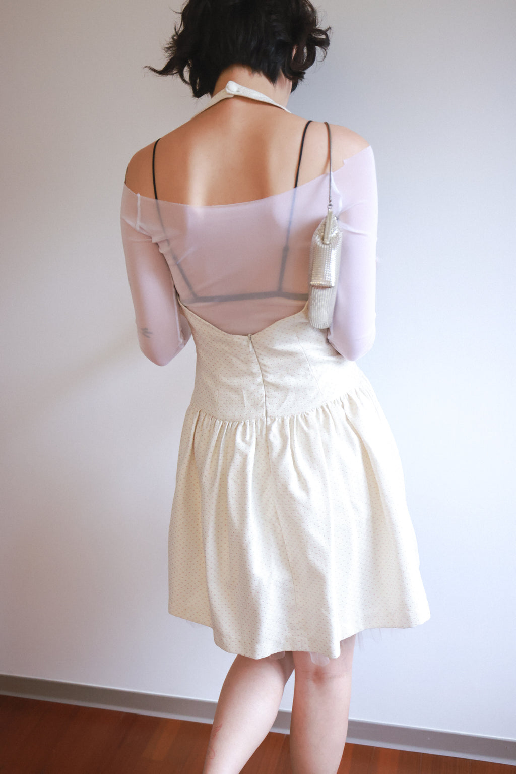 SYST Off-White Halter Neck Tulle Tulle Dress