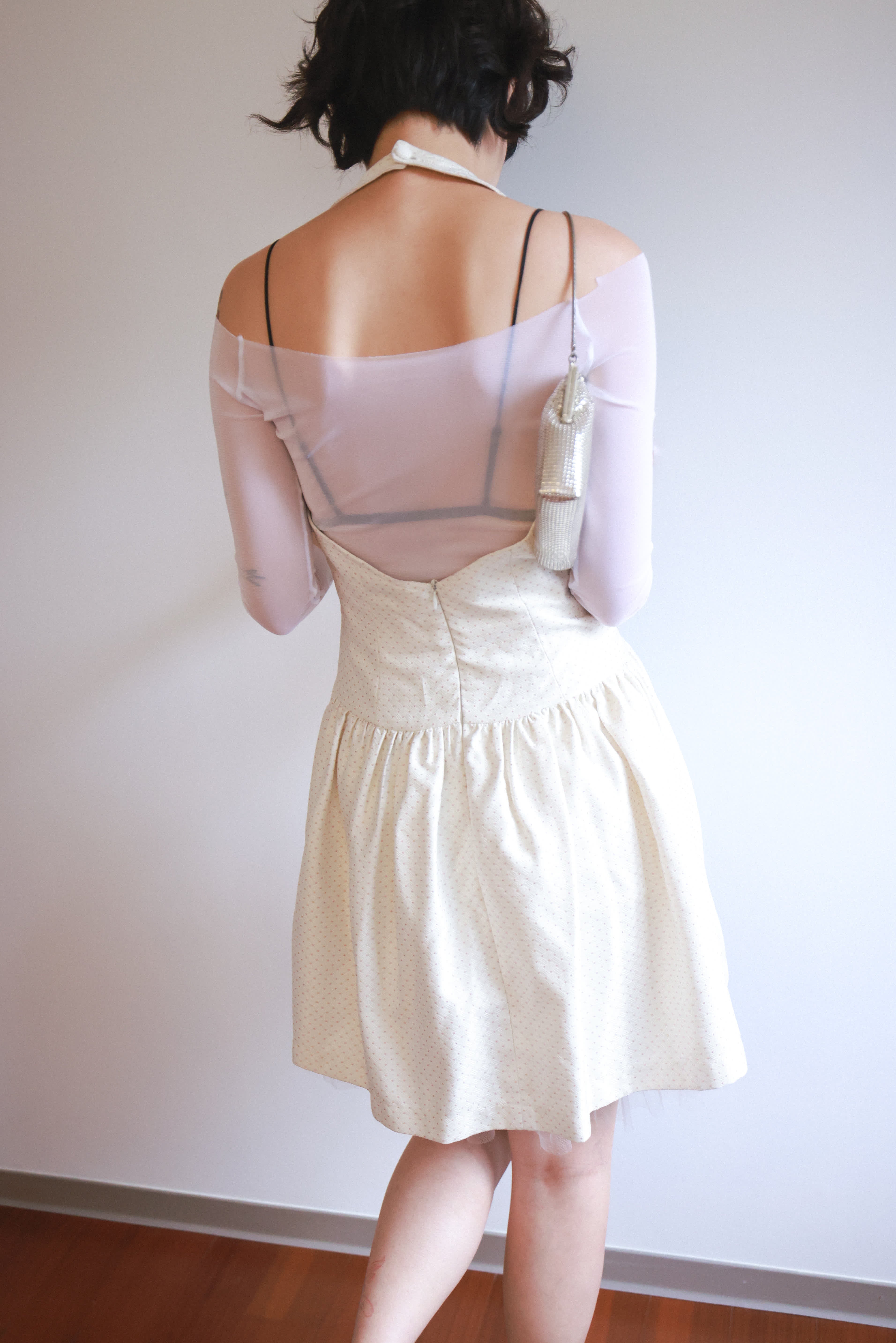 SYST Off-White Halter Neck Tulle Tulle Dress