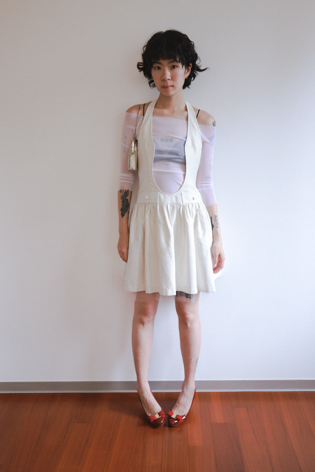 SYST Off-White Halter Neck Tulle Tulle Dress