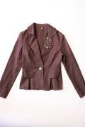 Classic Buttoned Stretch Blazer in Coffee Brown