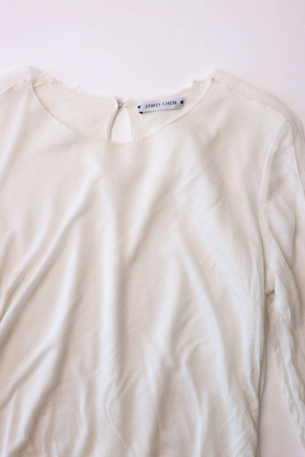 Jamei Chen Sheer White Silk Overlay Top