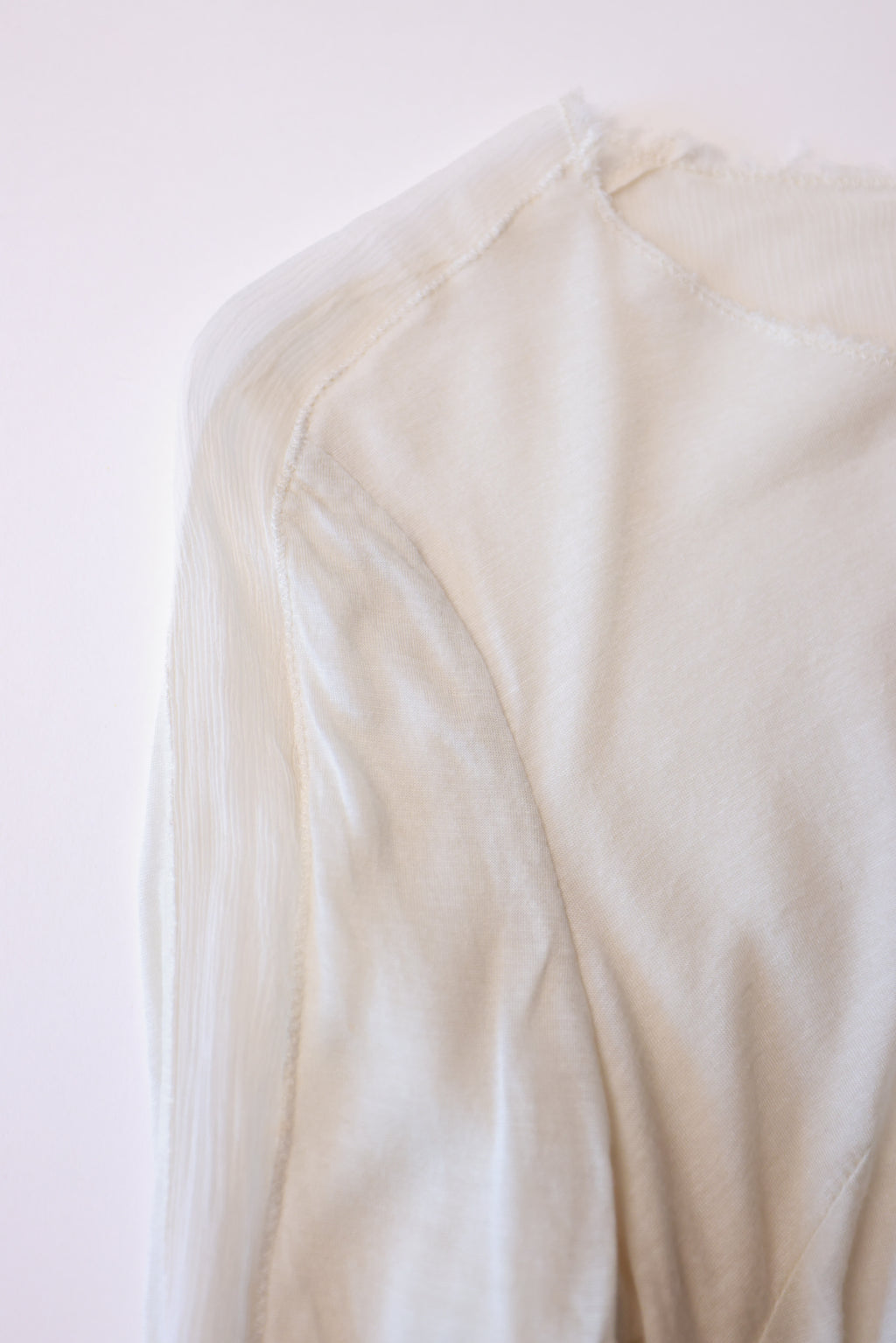 Jamei Chen Sheer White Silk Overlay Top
