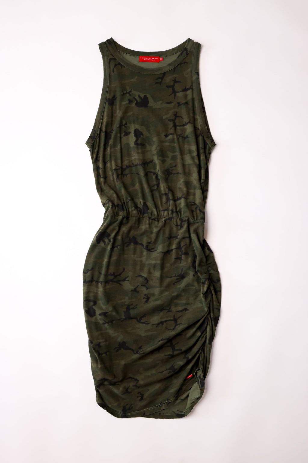 n: PHILANTHROPY Camouflage Ruched Sleeveless Dress