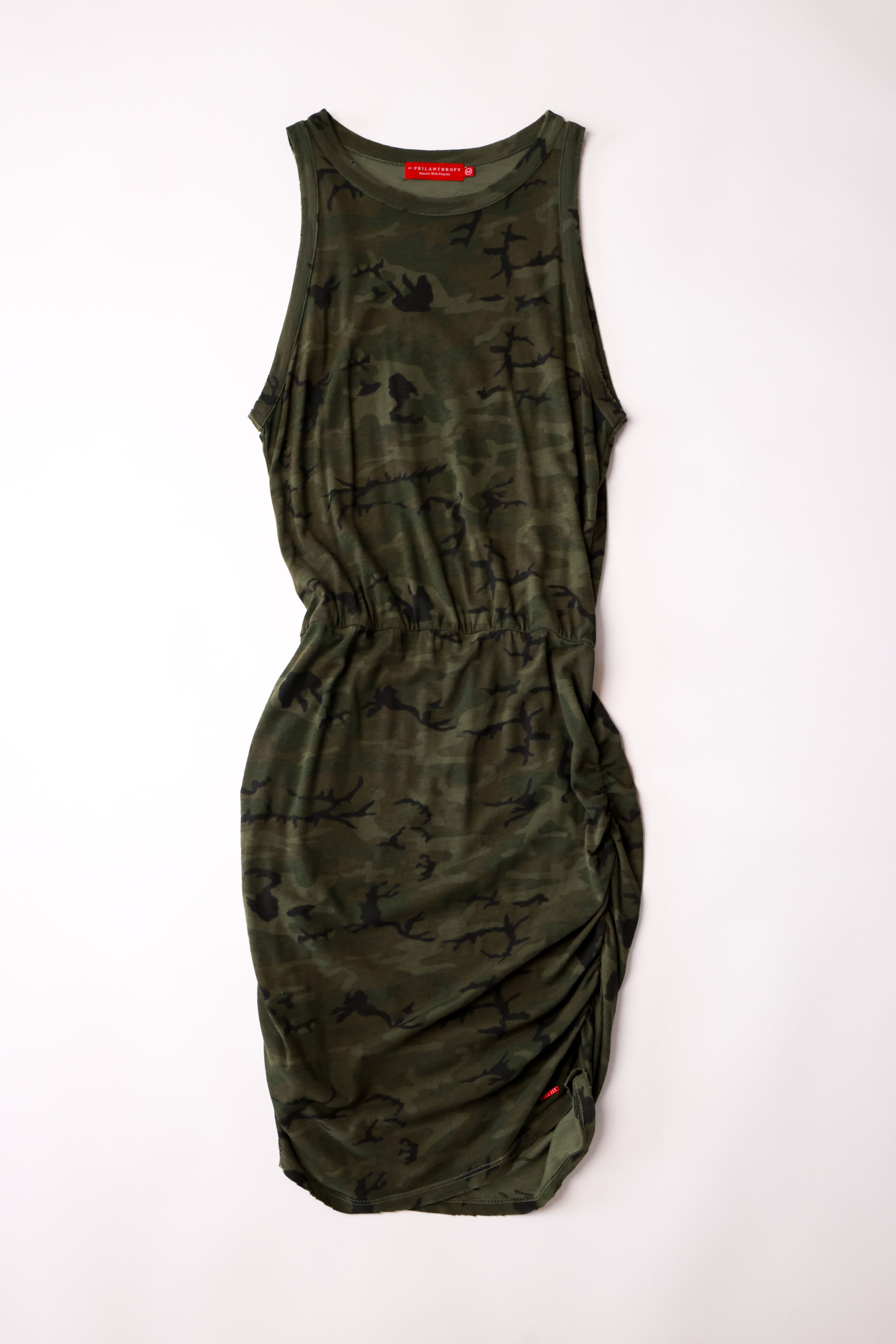 n: PHILANTHROPY Camouflage Ruched Sleeveless Dress