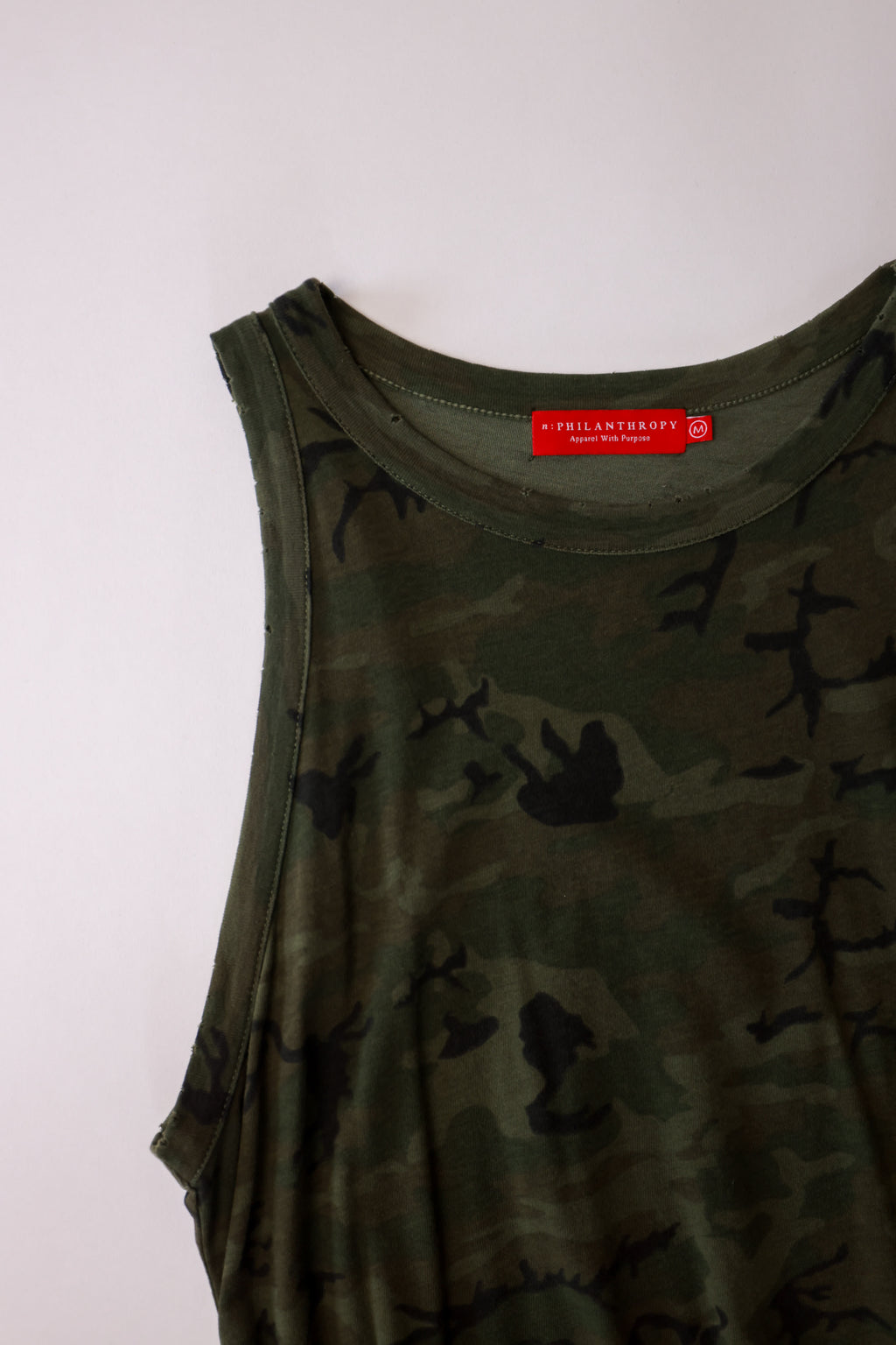 n: PHILANTHROPY Camouflage Ruched Sleeveless Dress