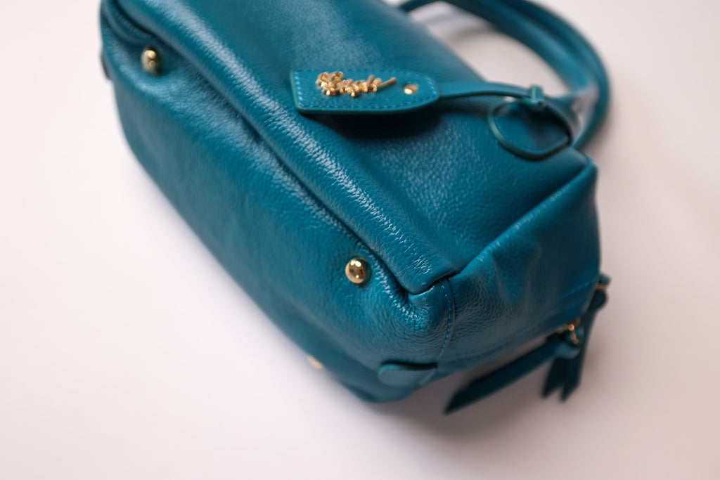 Romeo Gigli Teal Blue Leather Handbag