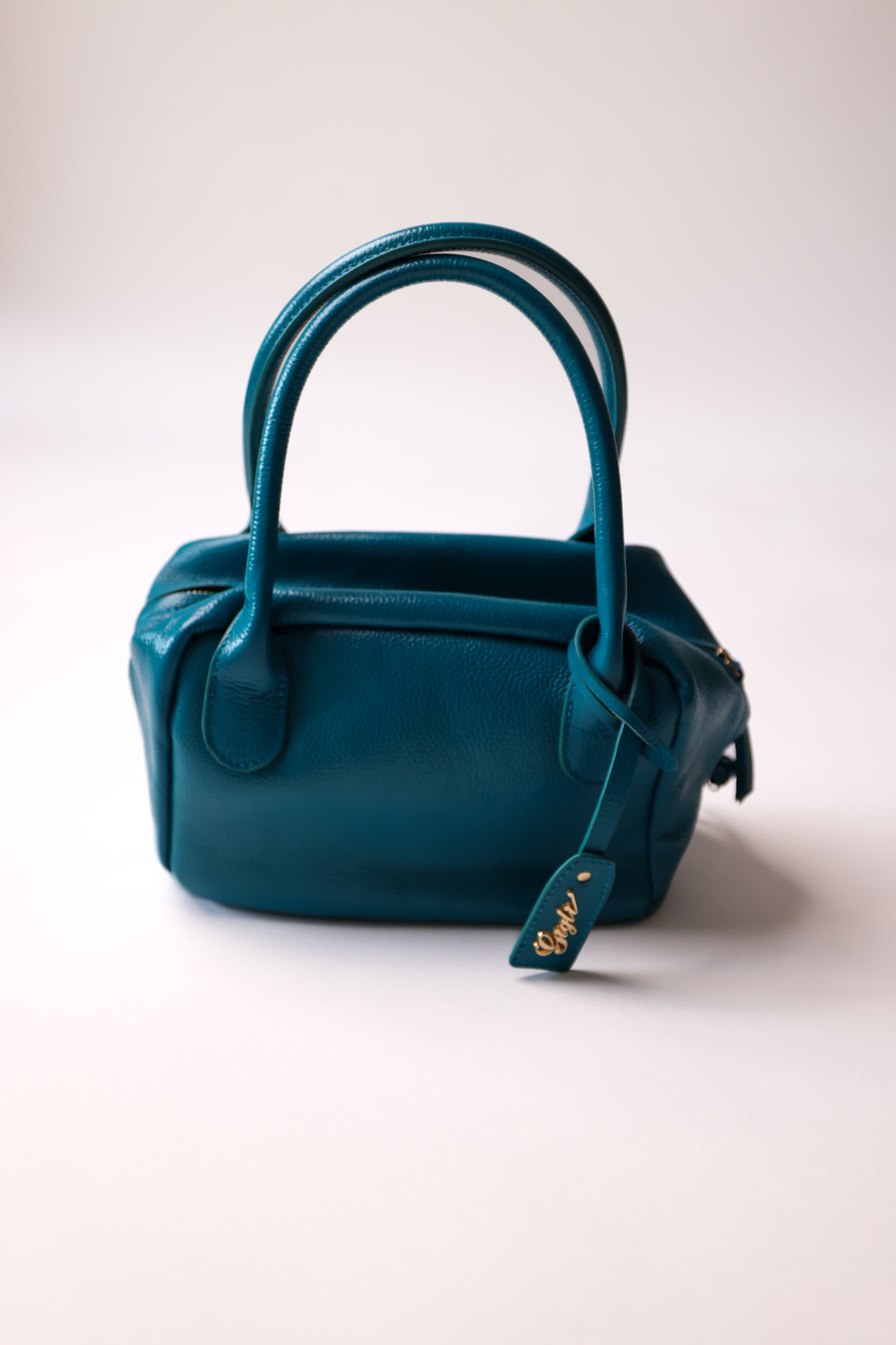Romeo Gigli Teal Blue Leather Handbag