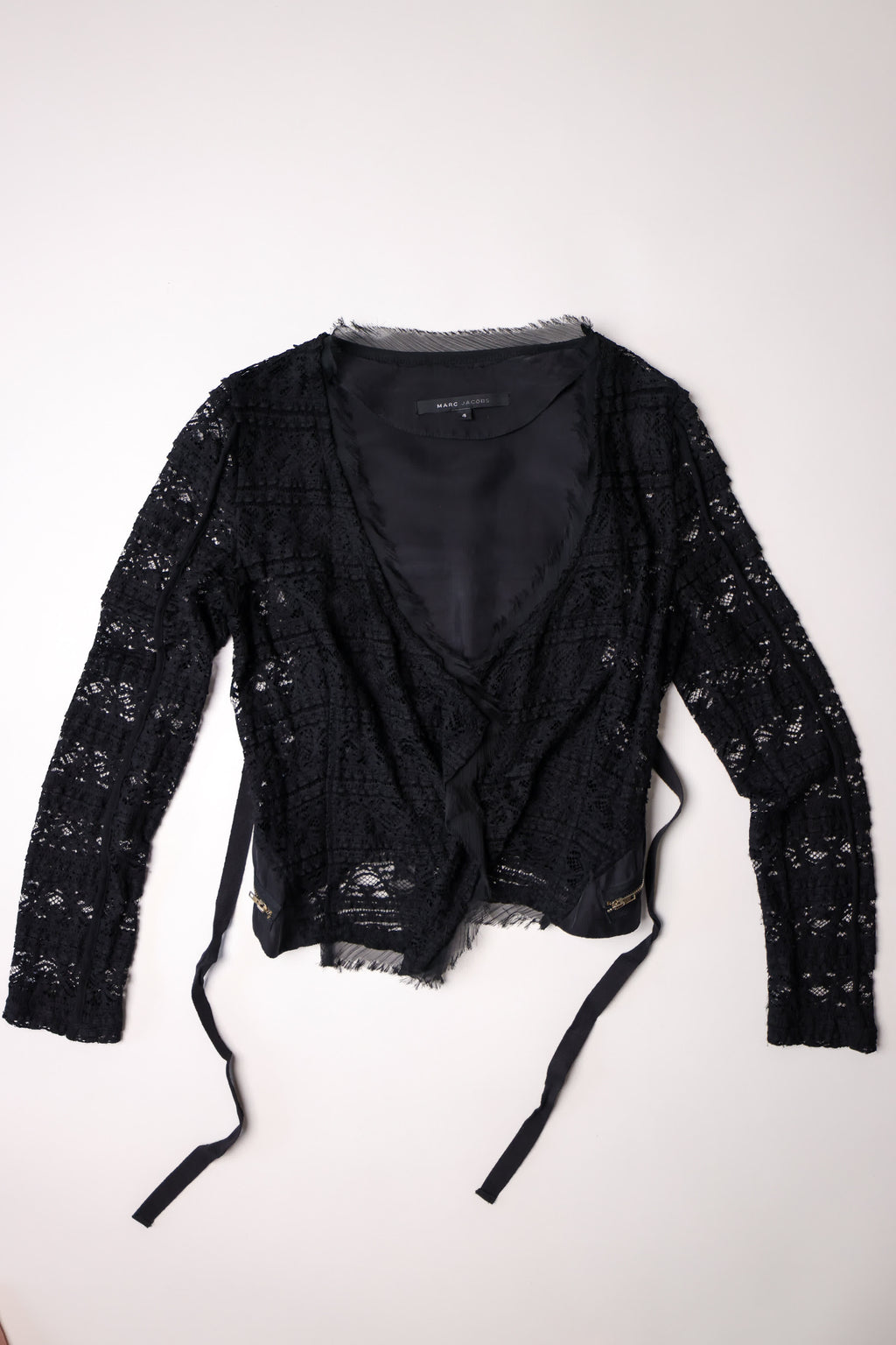 Marc Jacobs Black Lace Cropped Overlay Top
